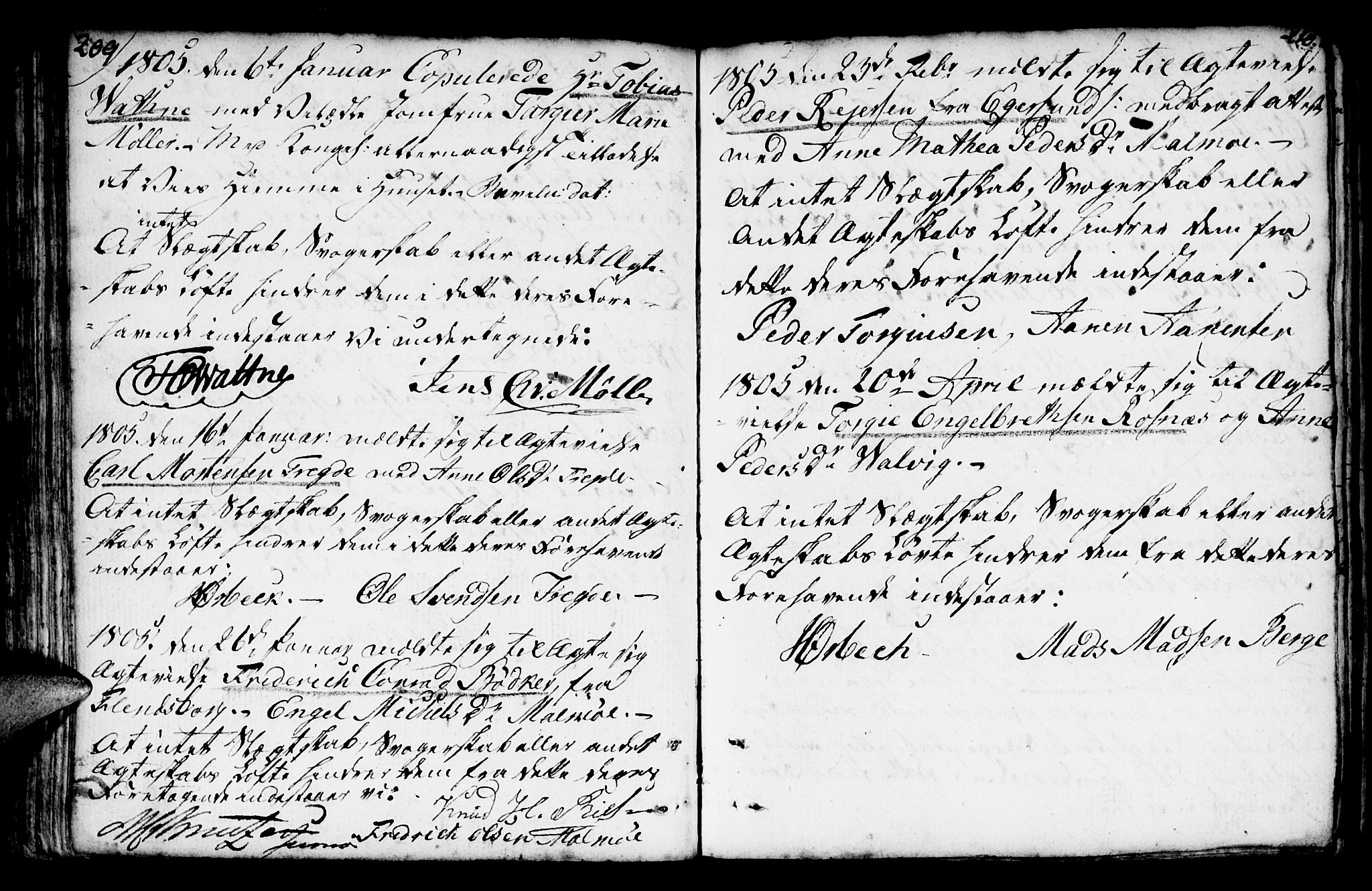 Mandal sokneprestkontor, AV/SAK-1111-0030/F/Fa/Faa/L0007: Parish register (official) no. A 7, 1783-1818, p. 209-210