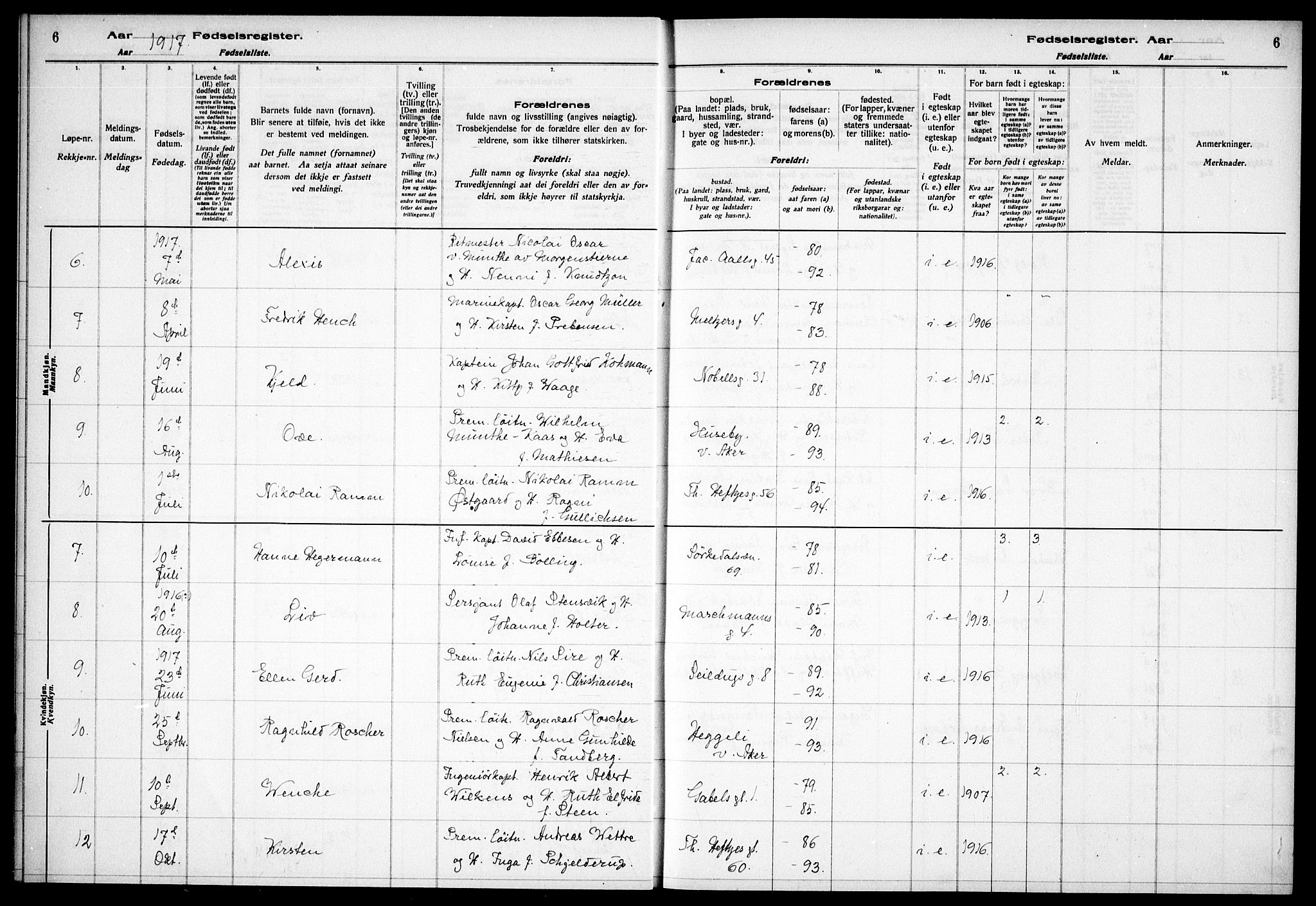 Garnisonsmenigheten Kirkebøker, AV/SAO-A-10846/J/Ja/L0001: Birth register no. 1, 1916-1938, p. 6