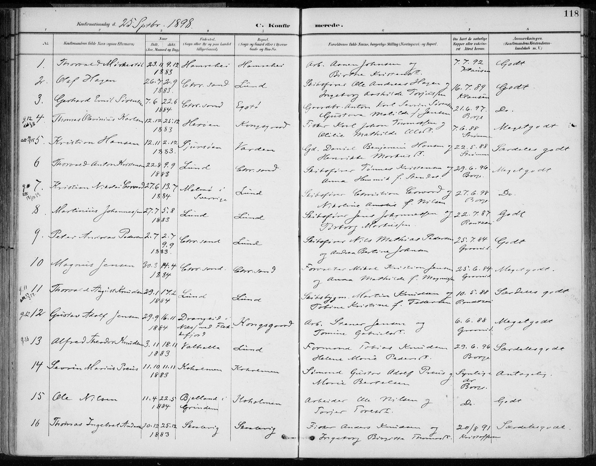 Oddernes sokneprestkontor, AV/SAK-1111-0033/F/Fa/Faa/L0010: Parish register (official) no. A 10, 1897-1911, p. 118