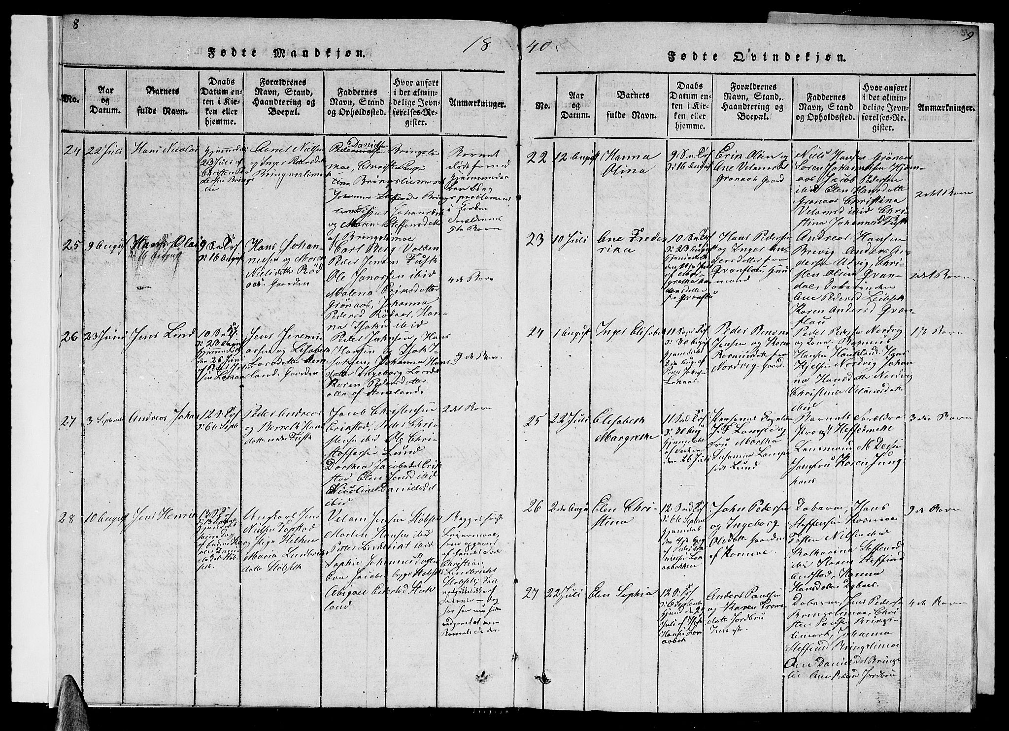 Ministerialprotokoller, klokkerbøker og fødselsregistre - Nordland, AV/SAT-A-1459/852/L0752: Parish register (copy) no. 852C03, 1840-1855, p. 8-9