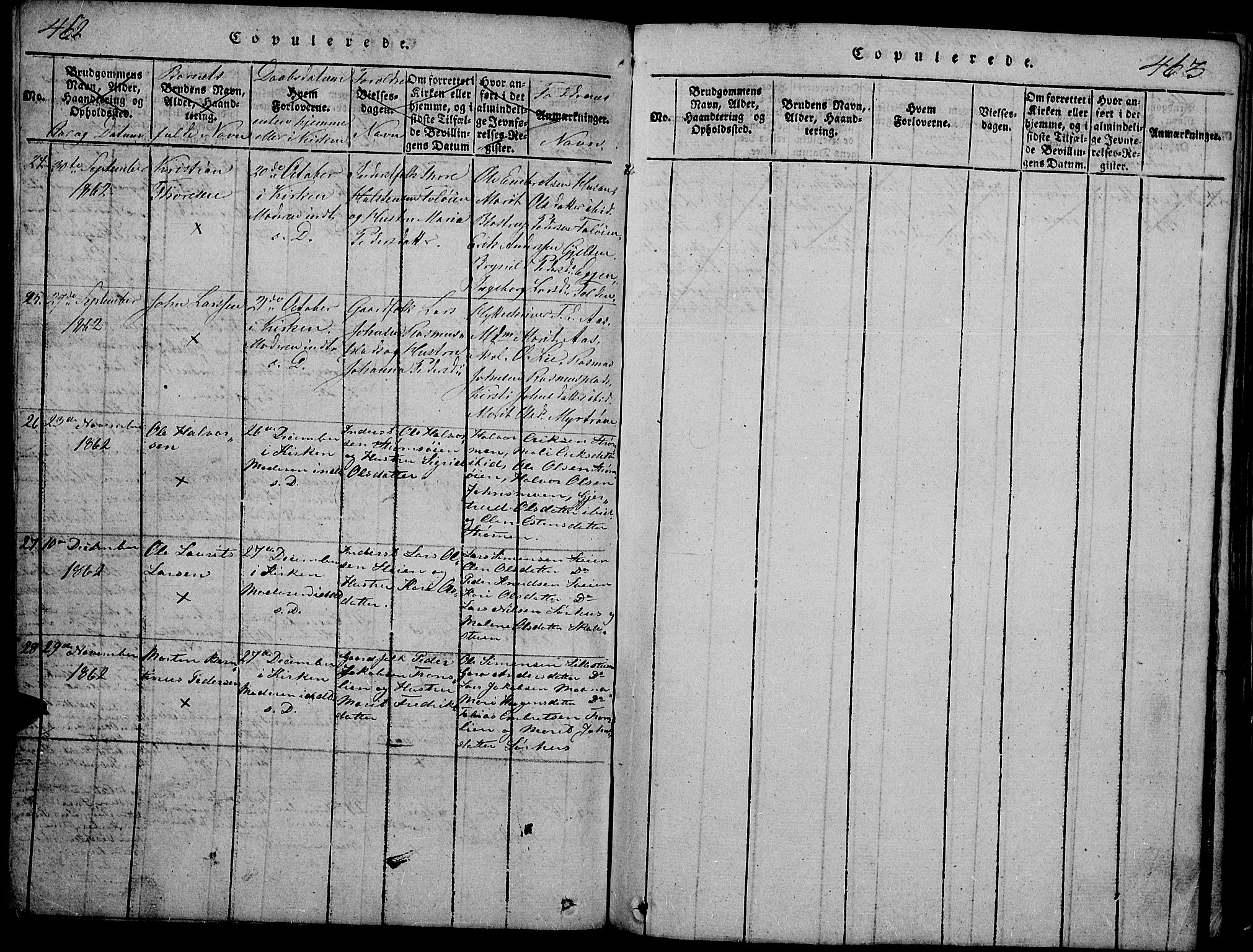 Tynset prestekontor, SAH/PREST-058/H/Ha/Hab/L0002: Parish register (copy) no. 2, 1814-1862, p. 462-463