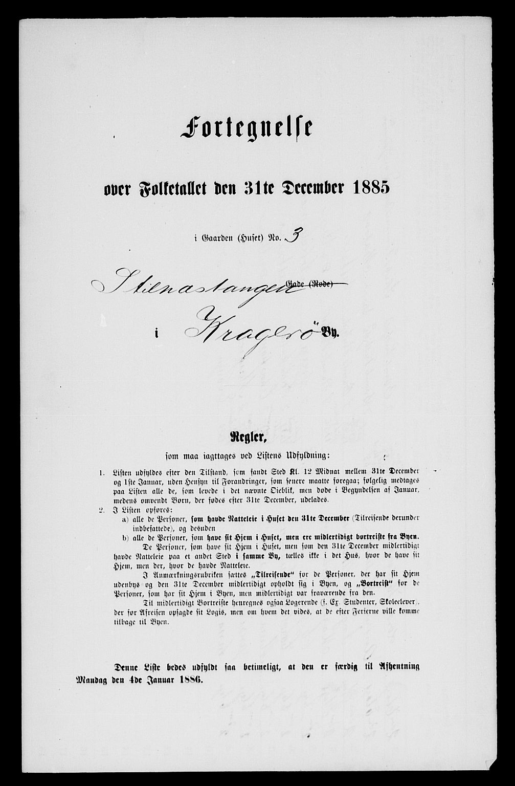 SAKO, 1885 census for 0801 Kragerø, 1885, p. 6