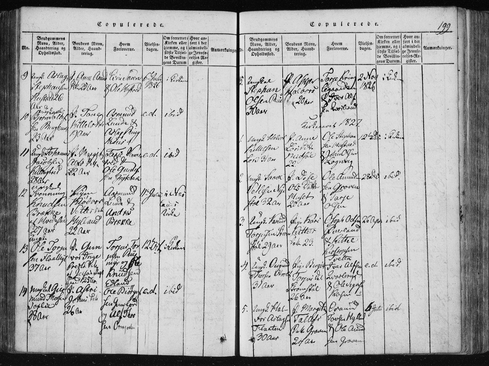 Vinje kirkebøker, SAKO/A-312/F/Fa/L0003: Parish register (official) no. I 3, 1814-1843, p. 199
