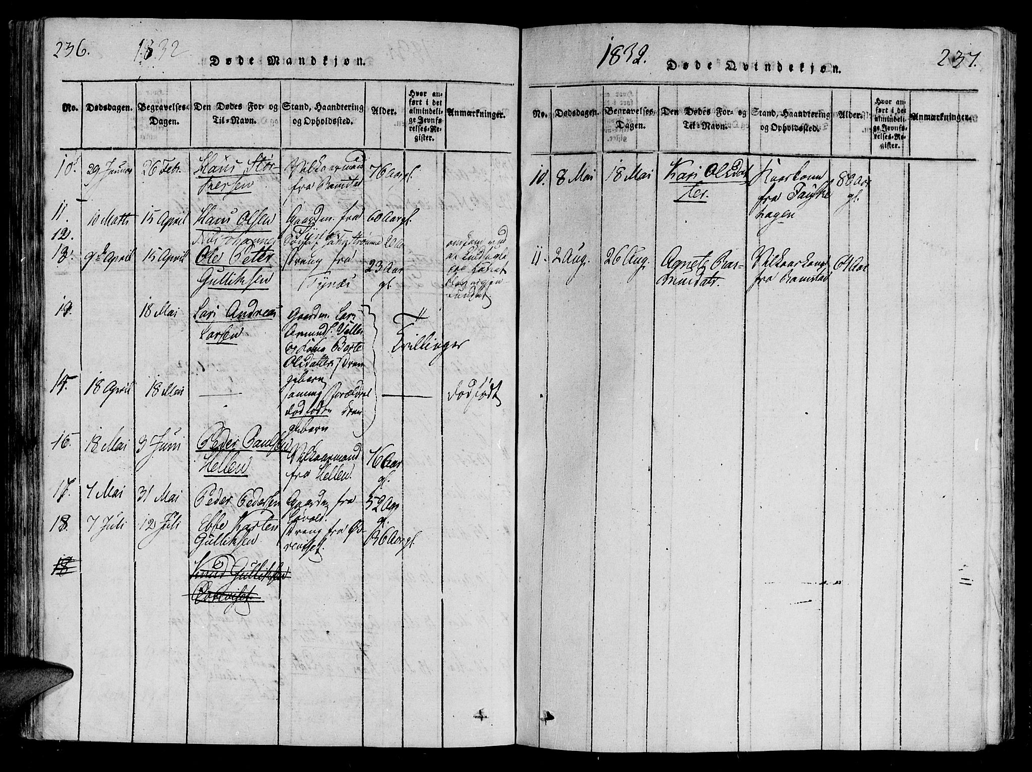 Ministerialprotokoller, klokkerbøker og fødselsregistre - Møre og Romsdal, SAT/A-1454/522/L0310: Parish register (official) no. 522A05, 1816-1832, p. 236-237