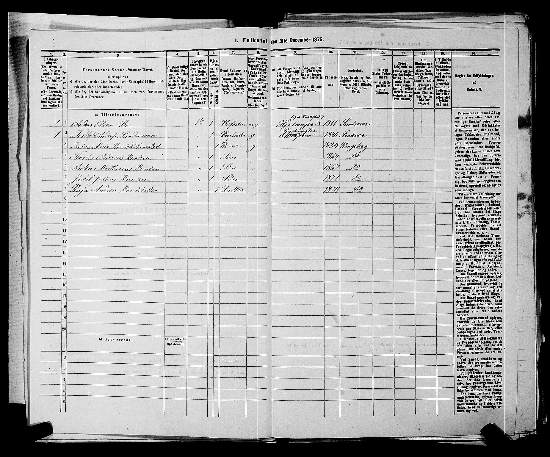 SAKO, 1875 census for 0604B Kongsberg/Kongsberg, 1875, p. 228