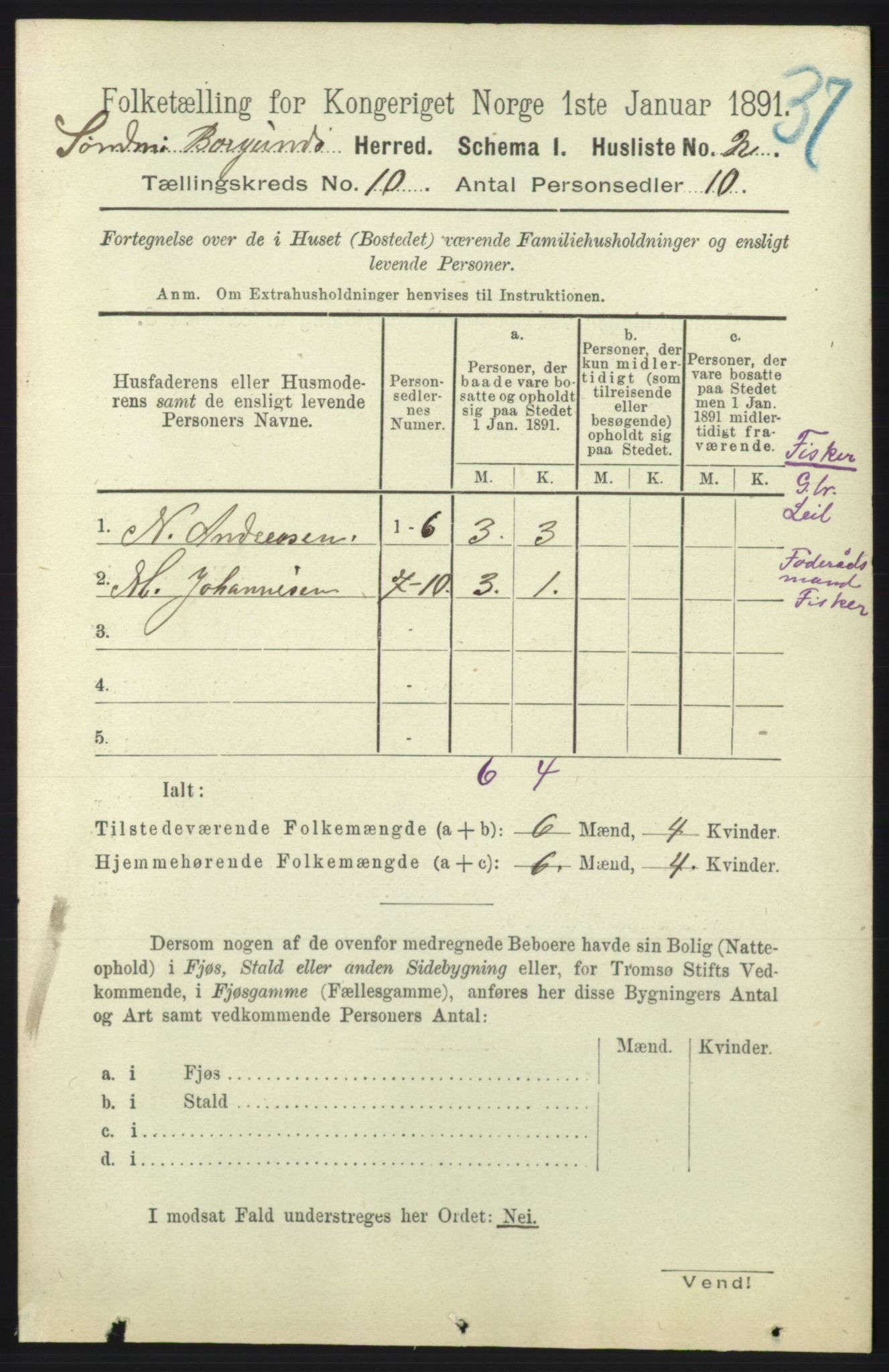 RA, 1891 census for 1531 Borgund, 1891, p. 2615