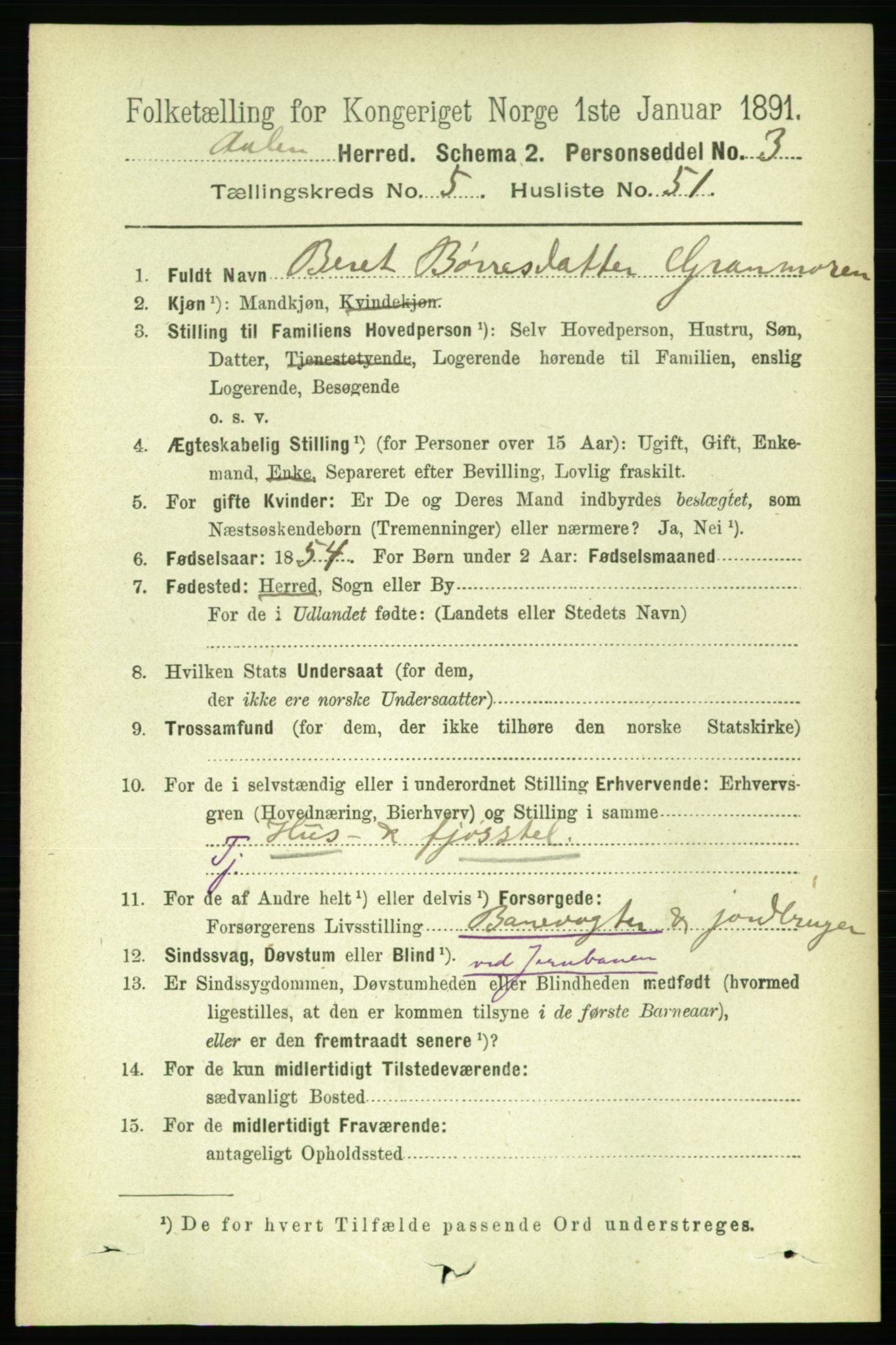 RA, 1891 census for 1644 Ålen, 1891, p. 1878