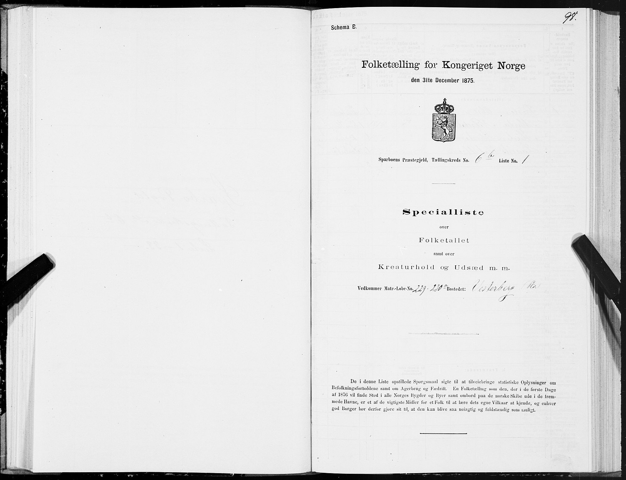 SAT, 1875 census for 1731P Sparbu, 1875, p. 3098
