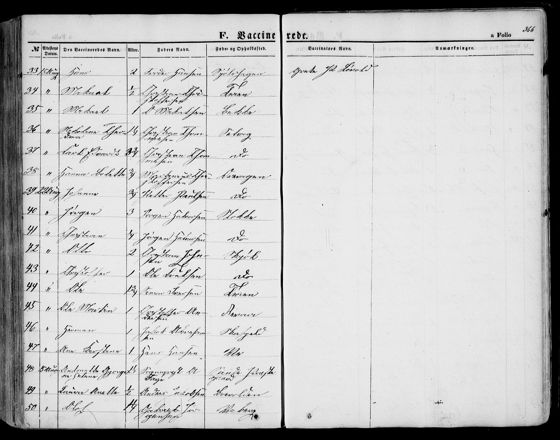 Sande Kirkebøker, AV/SAKO-A-53/F/Fa/L0004: Parish register (official) no. 4, 1847-1864, p. 366