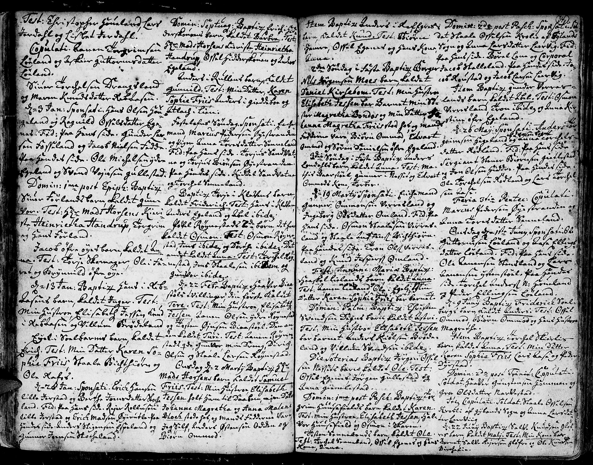 Kvinesdal sokneprestkontor, SAK/1111-0026/F/Fa/Fab/L0001: Parish register (official) no. A 1 /1, 1710-1788, p. 34