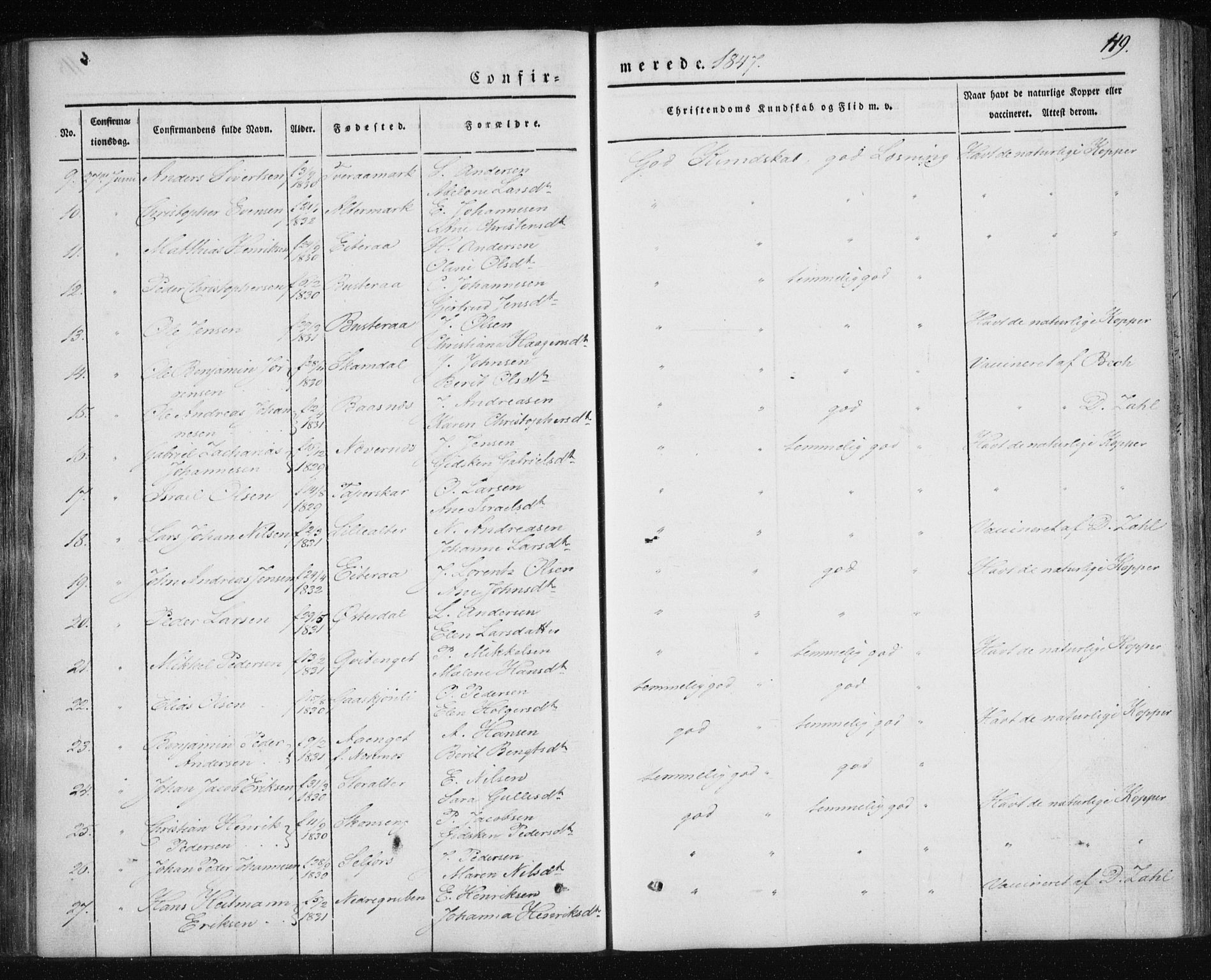 Ministerialprotokoller, klokkerbøker og fødselsregistre - Nordland, AV/SAT-A-1459/827/L0391: Parish register (official) no. 827A03, 1842-1852, p. 119