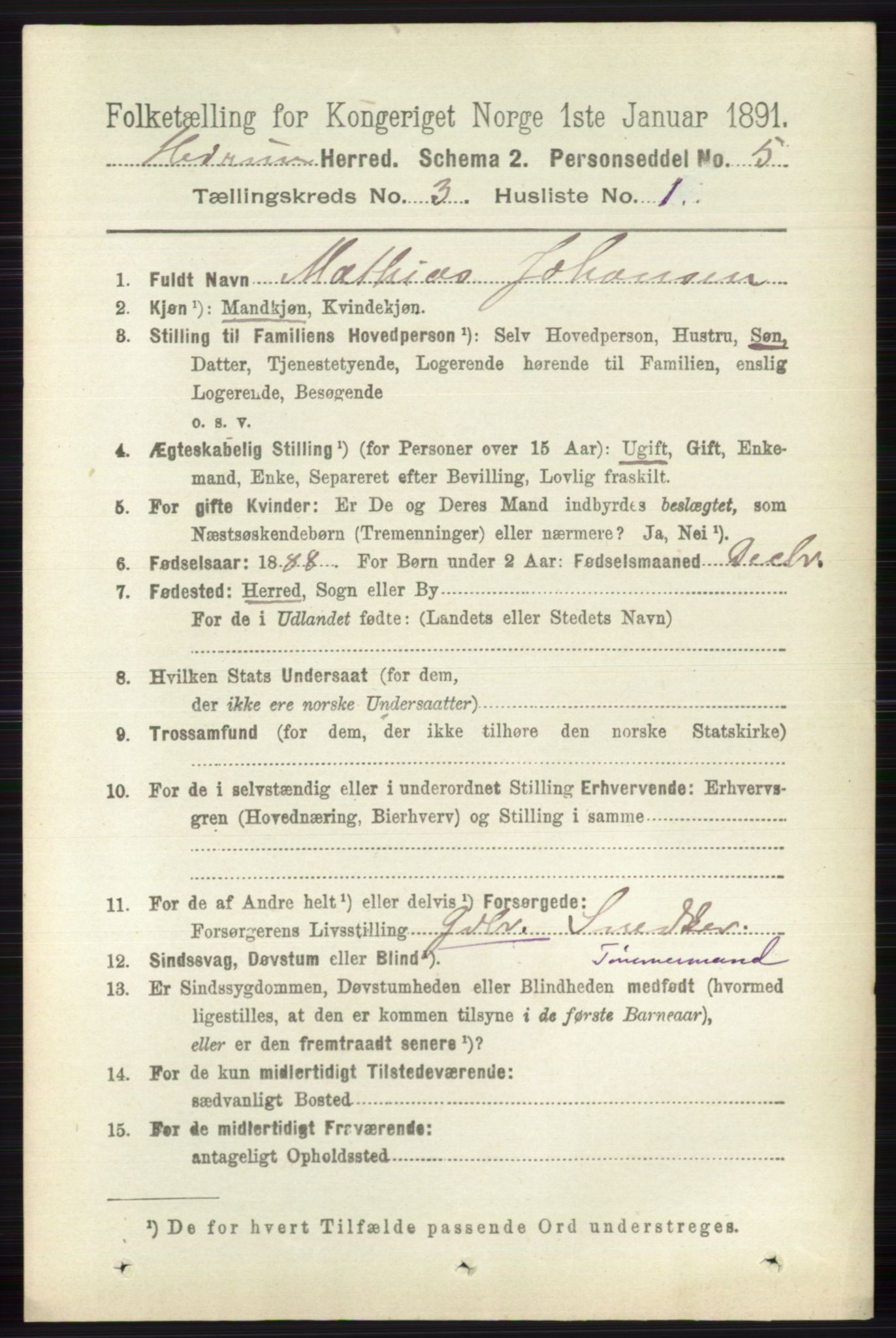 RA, 1891 census for 0727 Hedrum, 1891, p. 985