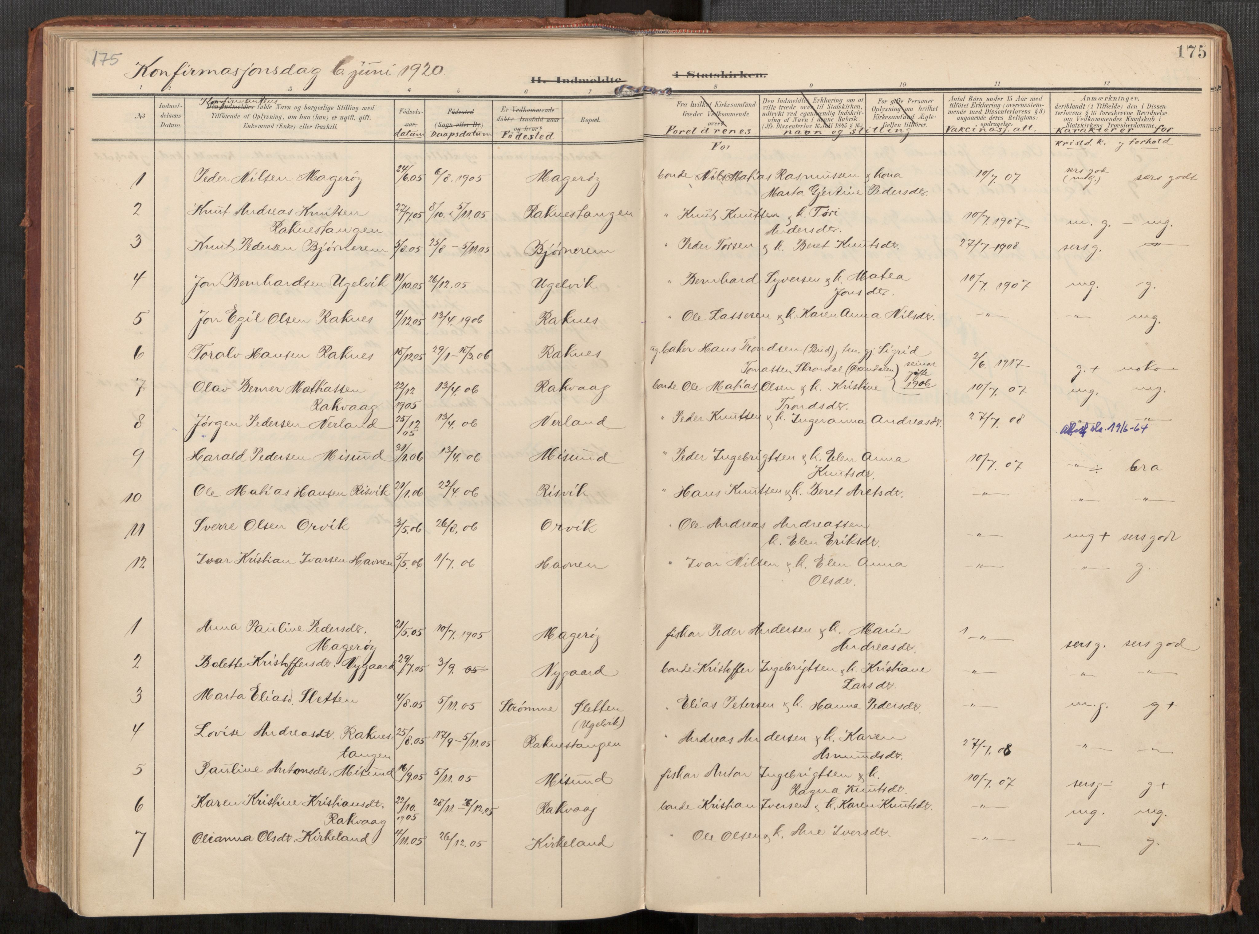 Ministerialprotokoller, klokkerbøker og fødselsregistre - Møre og Romsdal, AV/SAT-A-1454/563/L0740: Parish register (official) no. 563A02, 1903-1923, p. 175