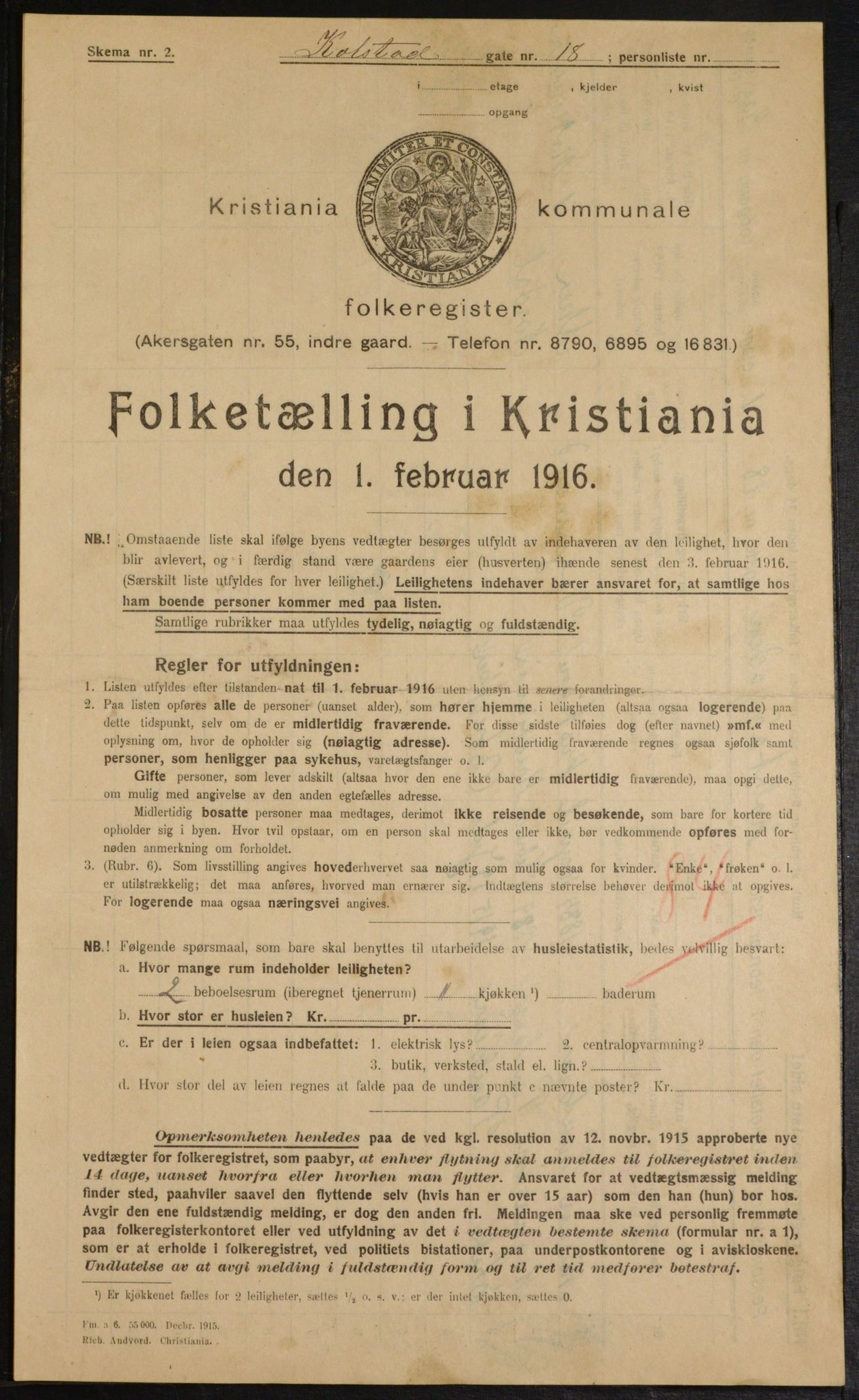 OBA, Municipal Census 1916 for Kristiania, 1916, p. 53552