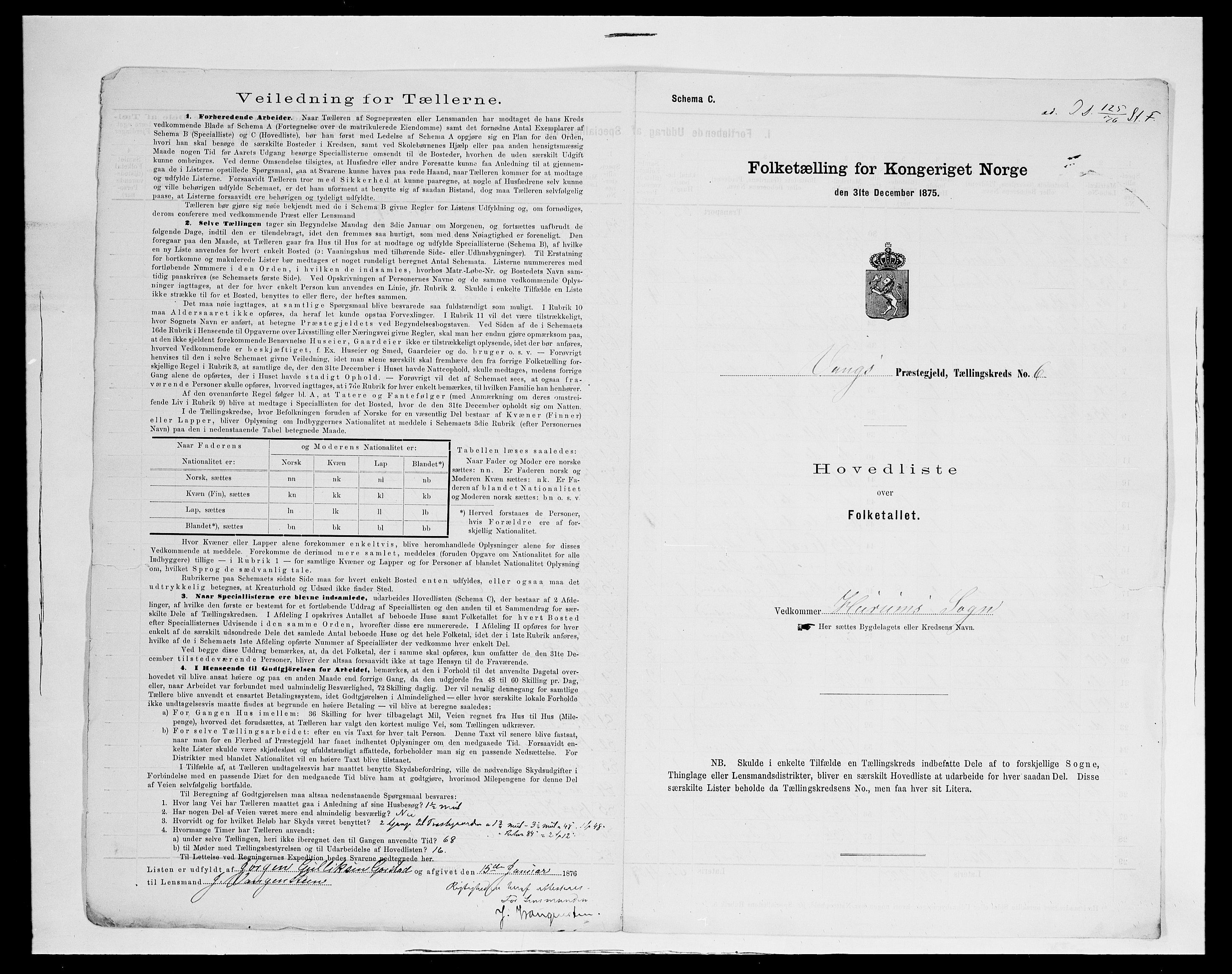 SAH, 1875 census for 0545P Vang, 1875, p. 21