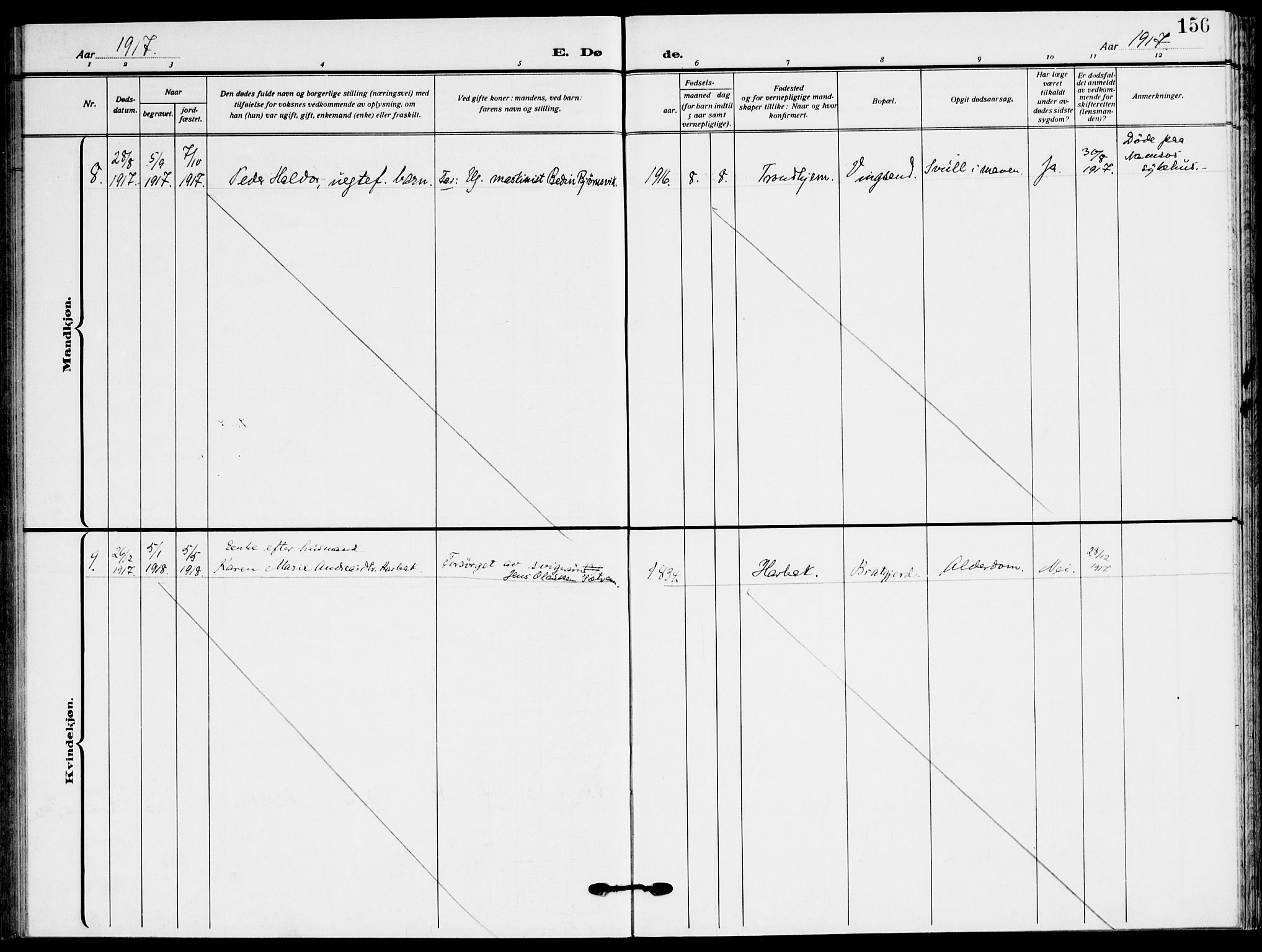 Ministerialprotokoller, klokkerbøker og fødselsregistre - Sør-Trøndelag, SAT/A-1456/658/L0724: Parish register (official) no. 658A03, 1912-1924, p. 156
