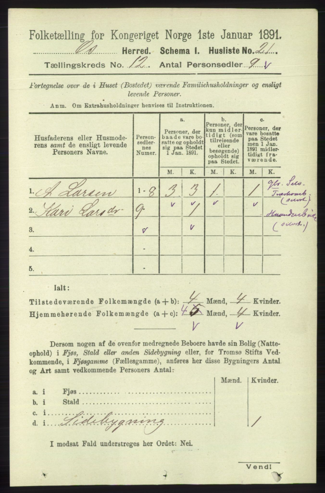 RA, 1891 census for 1243 Os, 1891, p. 2718