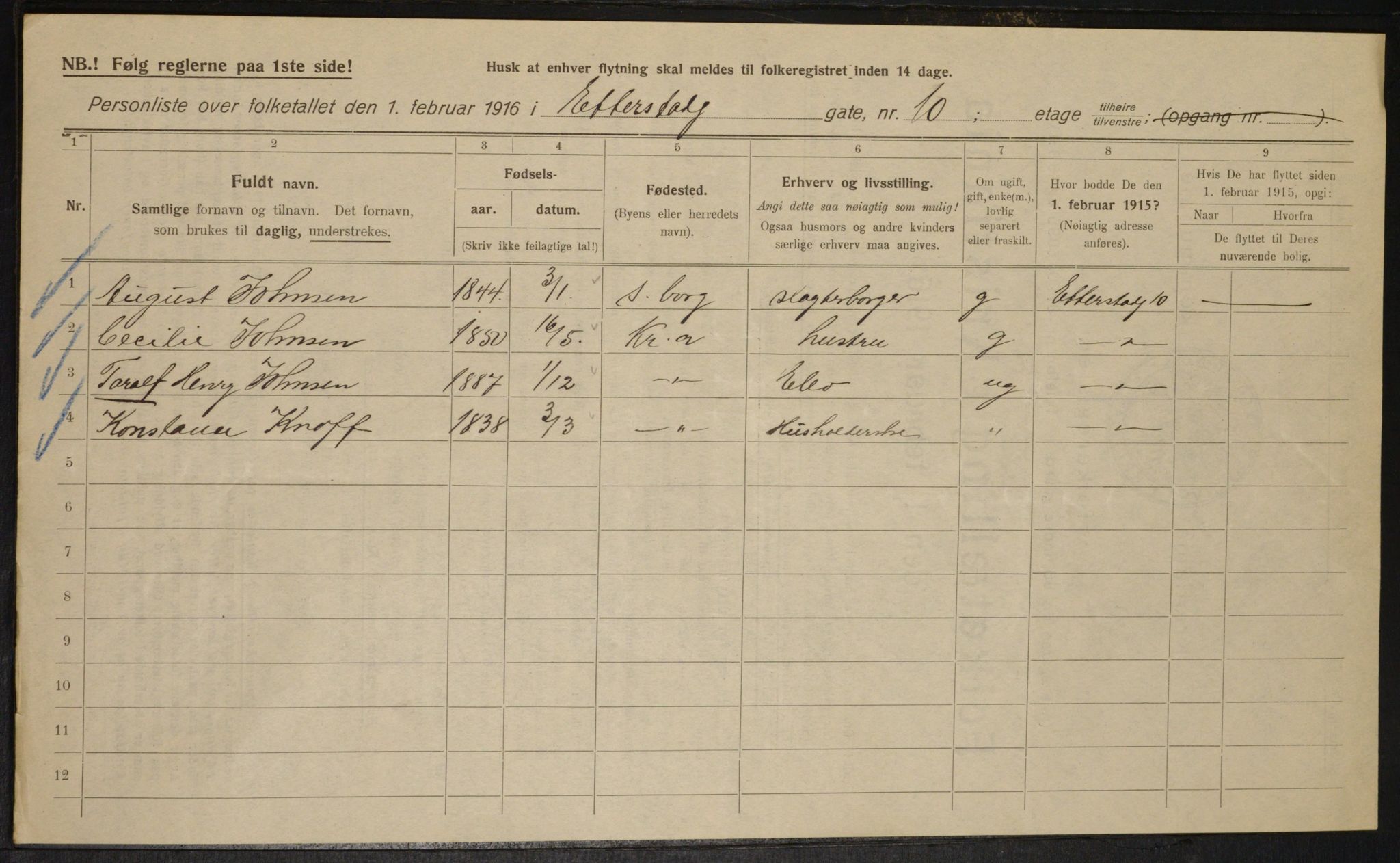 OBA, Municipal Census 1916 for Kristiania, 1916, p. 22745