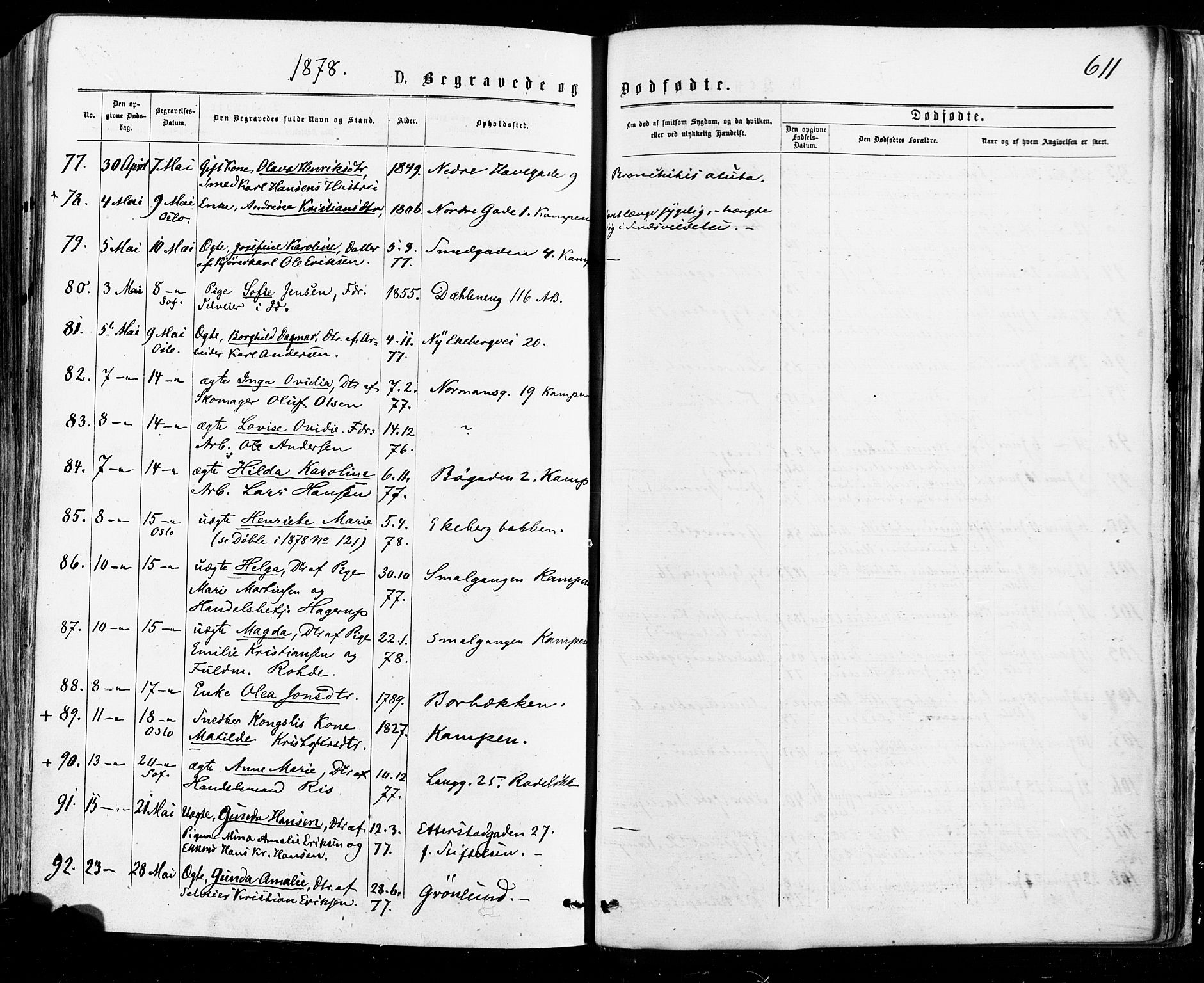 Østre Aker prestekontor Kirkebøker, AV/SAO-A-10840/F/Fa/L0004: Parish register (official) no. I 4, 1876-1889, p. 611