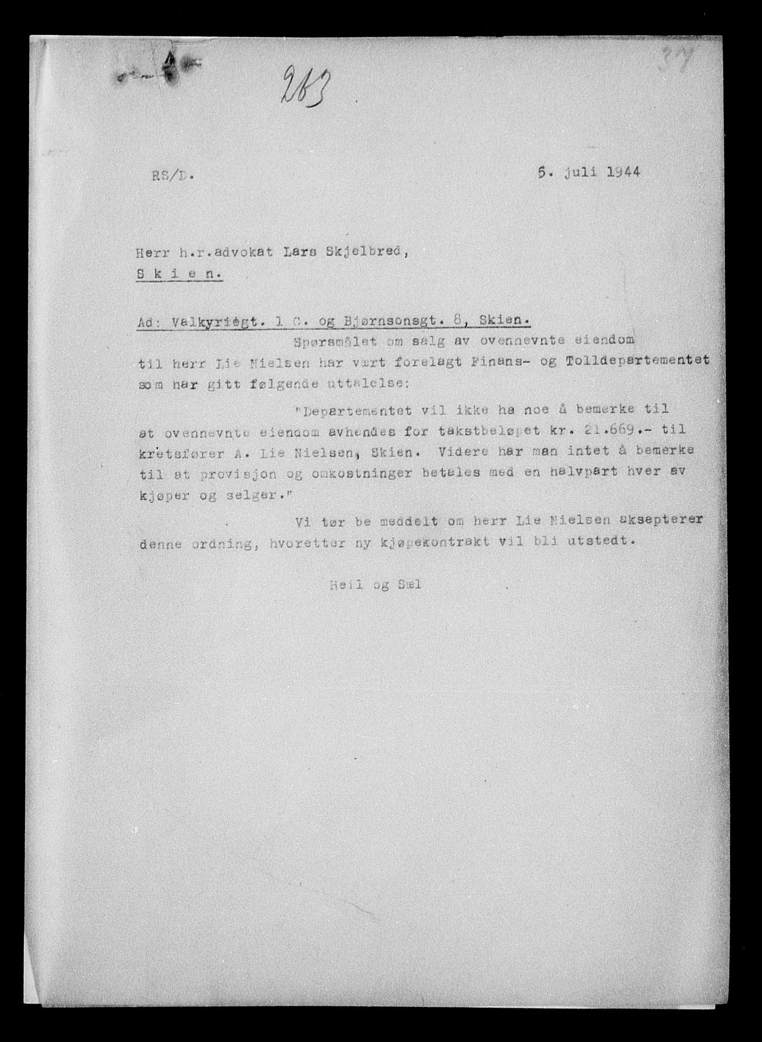 Justisdepartementet, Tilbakeføringskontoret for inndratte formuer, AV/RA-S-1564/H/Hc/Hcd/L0990: --, 1945-1947, p. 105