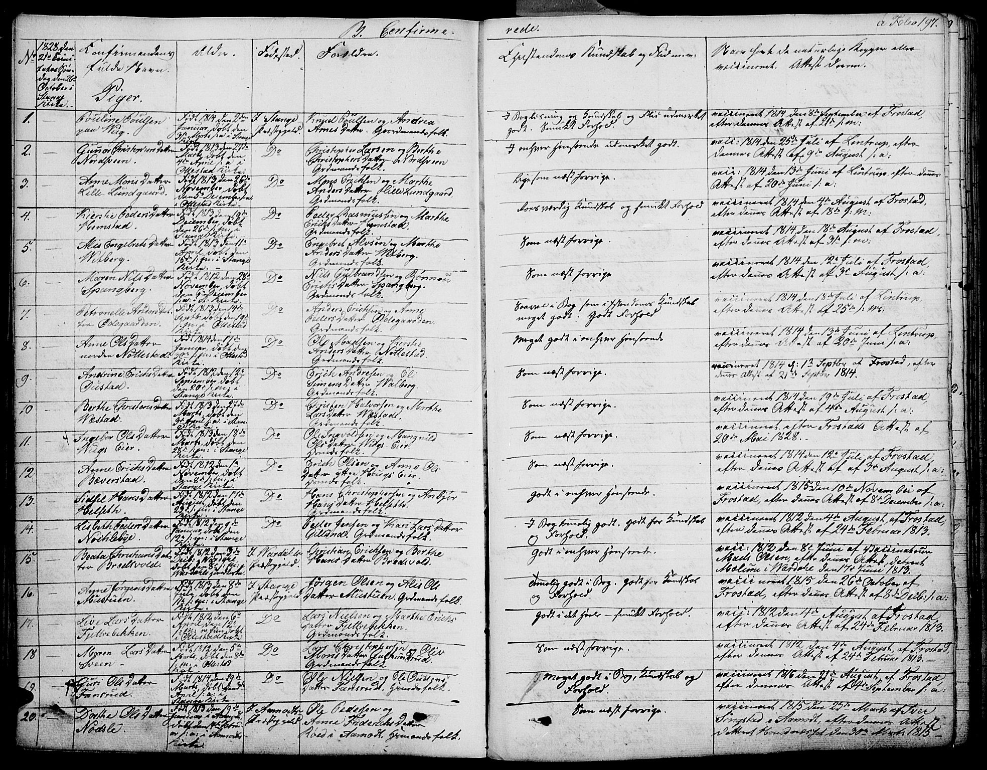 Stange prestekontor, AV/SAH-PREST-002/K/L0009: Parish register (official) no. 9, 1826-1835, p. 197