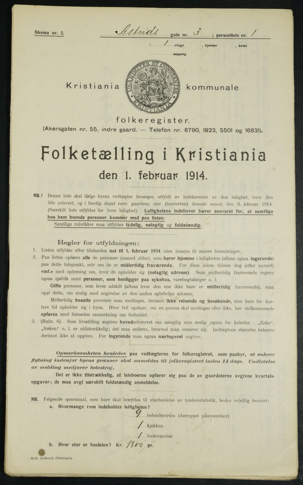 OBA, Municipal Census 1914 for Kristiania, 1914, p. 17310