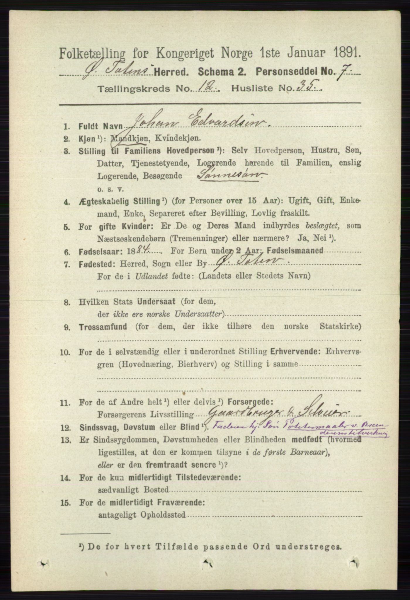 RA, 1891 census for 0528 Østre Toten, 1891, p. 7972