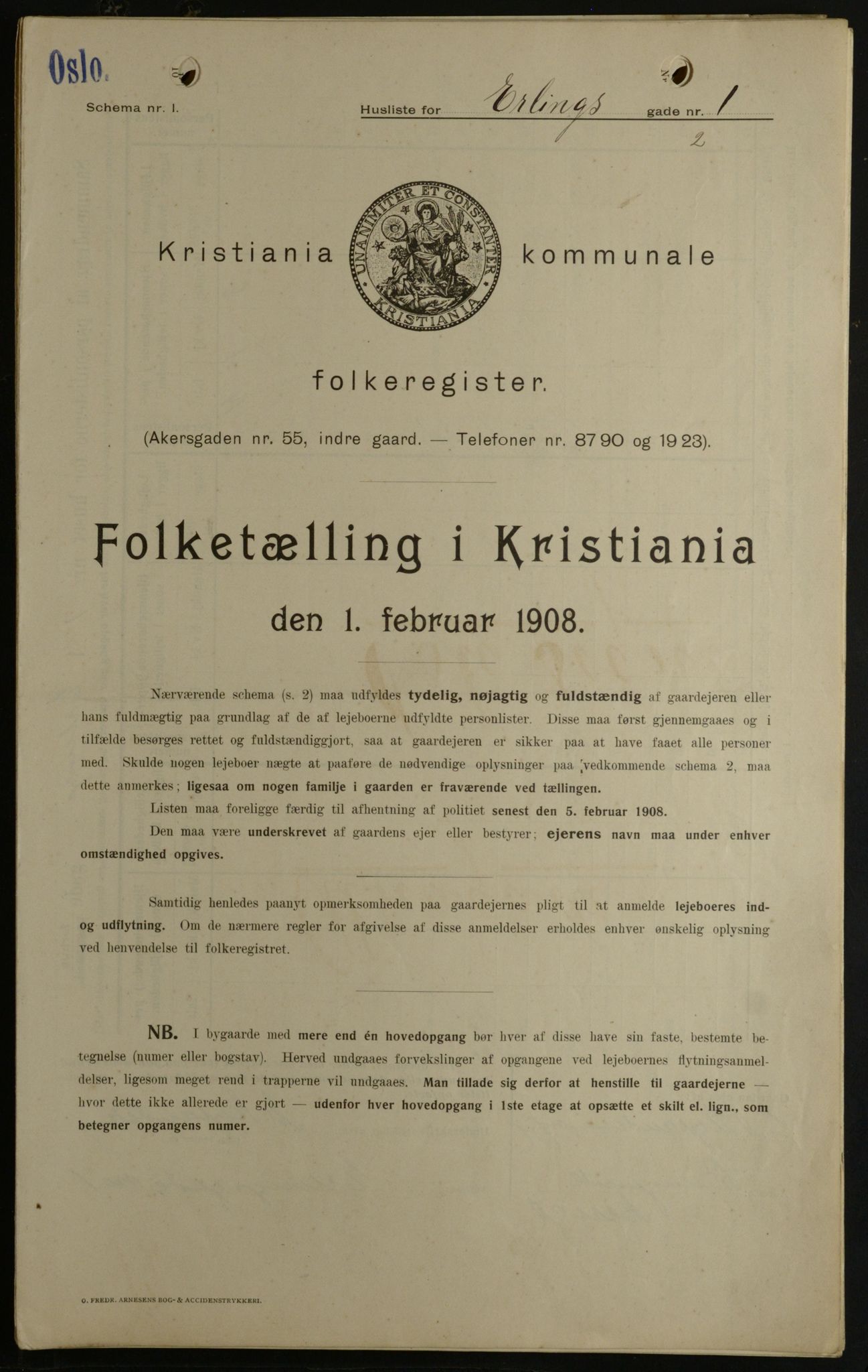 OBA, Municipal Census 1908 for Kristiania, 1908, p. 20014