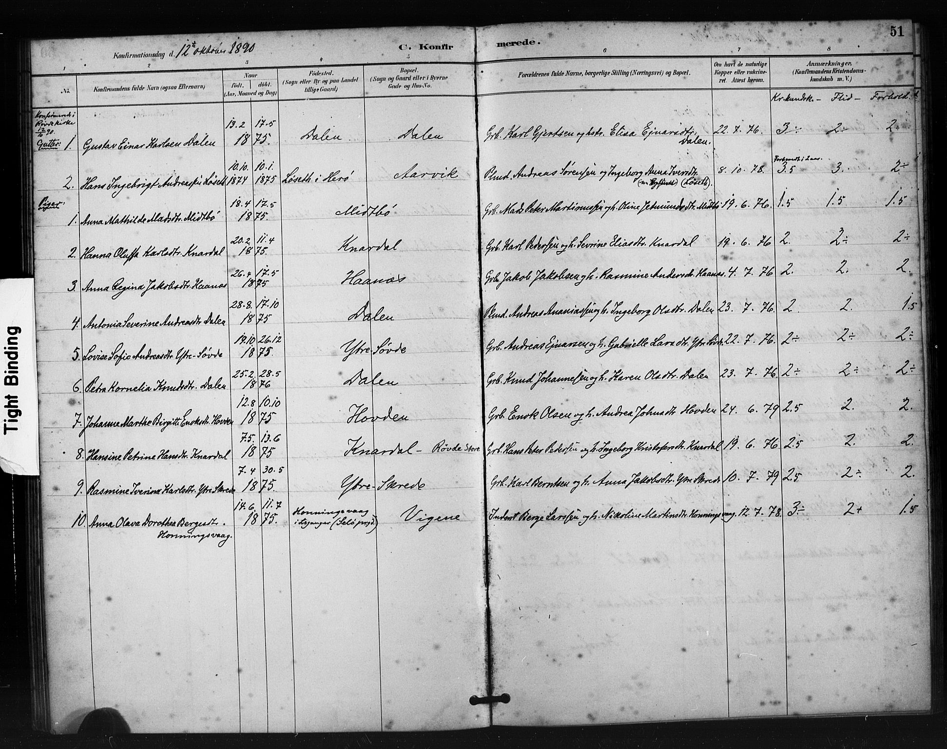 Ministerialprotokoller, klokkerbøker og fødselsregistre - Møre og Romsdal, AV/SAT-A-1454/504/L0056: Parish register (official) no. 504A03, 1884-1904, p. 51