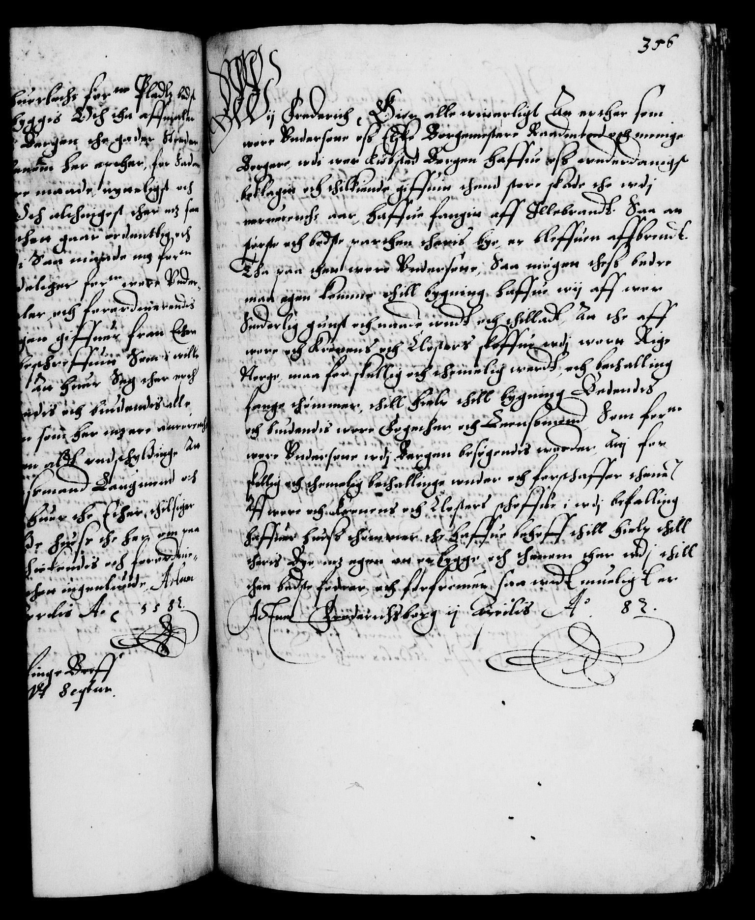 Danske Kanselli 1572-1799, RA/EA-3023/F/Fc/Fca/Fcaa/L0001: Norske registre (mikrofilm), 1572-1588, p. 356a