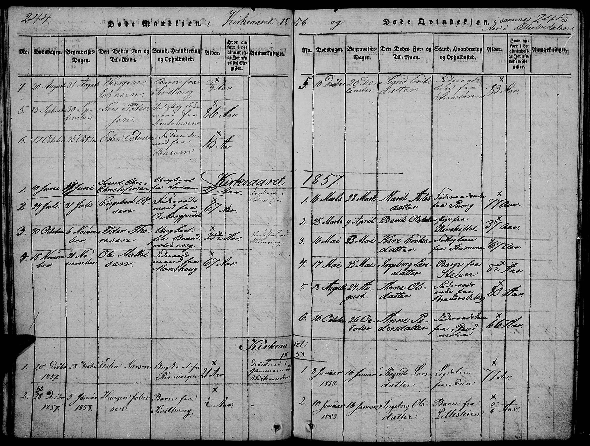 Tynset prestekontor, SAH/PREST-058/H/Ha/Hab/L0002: Parish register (copy) no. 2, 1814-1862, p. 244-245