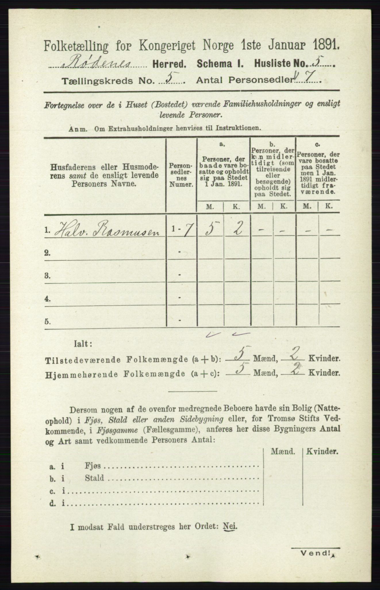 RA, 1891 census for 0120 Rødenes, 1891, p. 2046