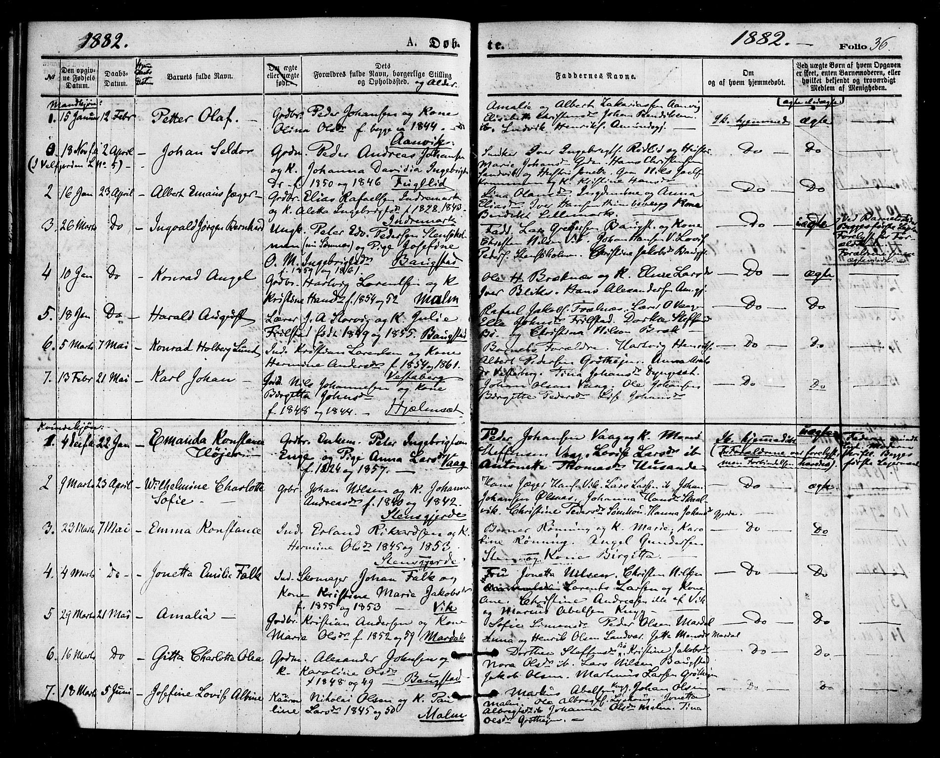 Ministerialprotokoller, klokkerbøker og fødselsregistre - Nordland, SAT/A-1459/812/L0177: Parish register (official) no. 812A06, 1875-1885, p. 36