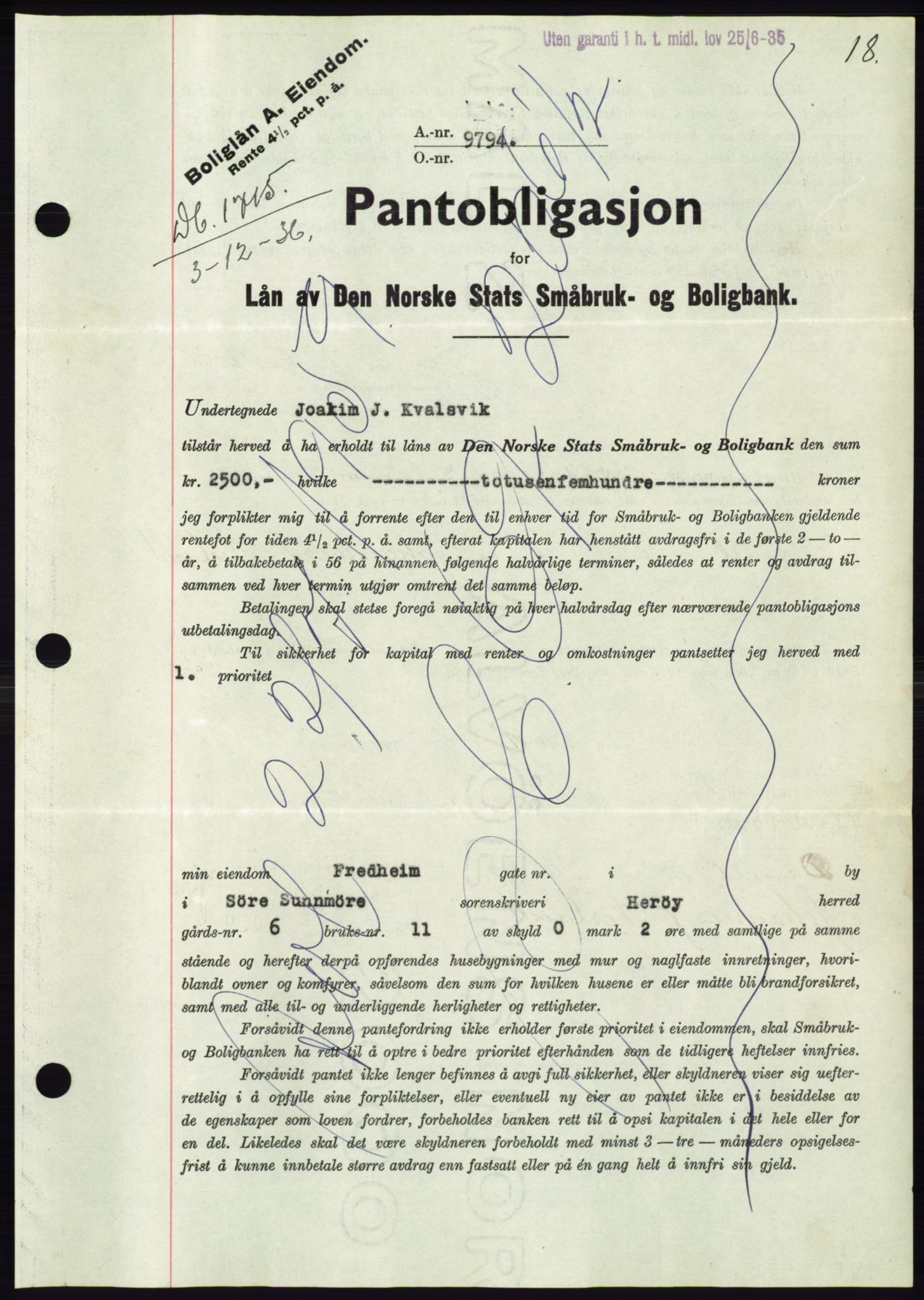 Søre Sunnmøre sorenskriveri, SAT/A-4122/1/2/2C/L0062: Mortgage book no. 56, 1936-1937, Diary no: : 1715/1936