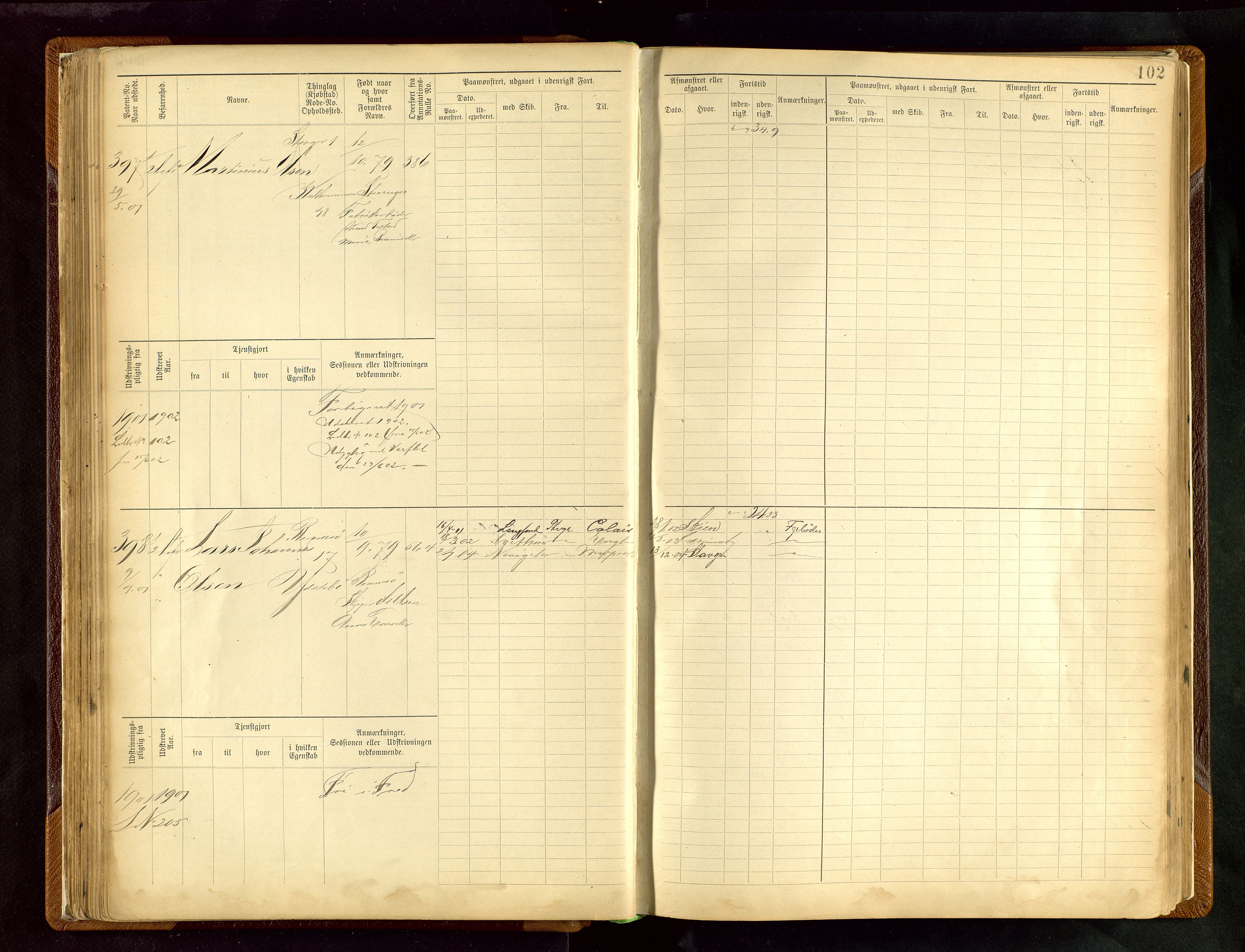 Stavanger sjømannskontor, AV/SAST-A-102006/F/Fe/L0005: Maskinist- og fyrbøterrulle, patentnr. 195-781 (dublett), 1894-1922, p. 106