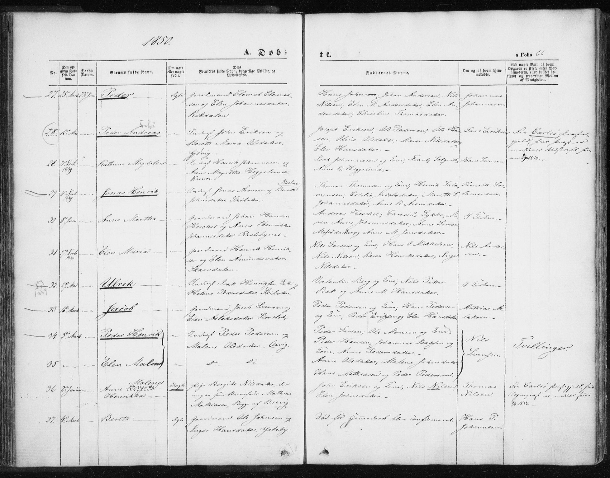 Lyngen sokneprestembete, SATØ/S-1289/H/He/Hea/L0004kirke: Parish register (official) no. 4, 1839-1858, p. 66