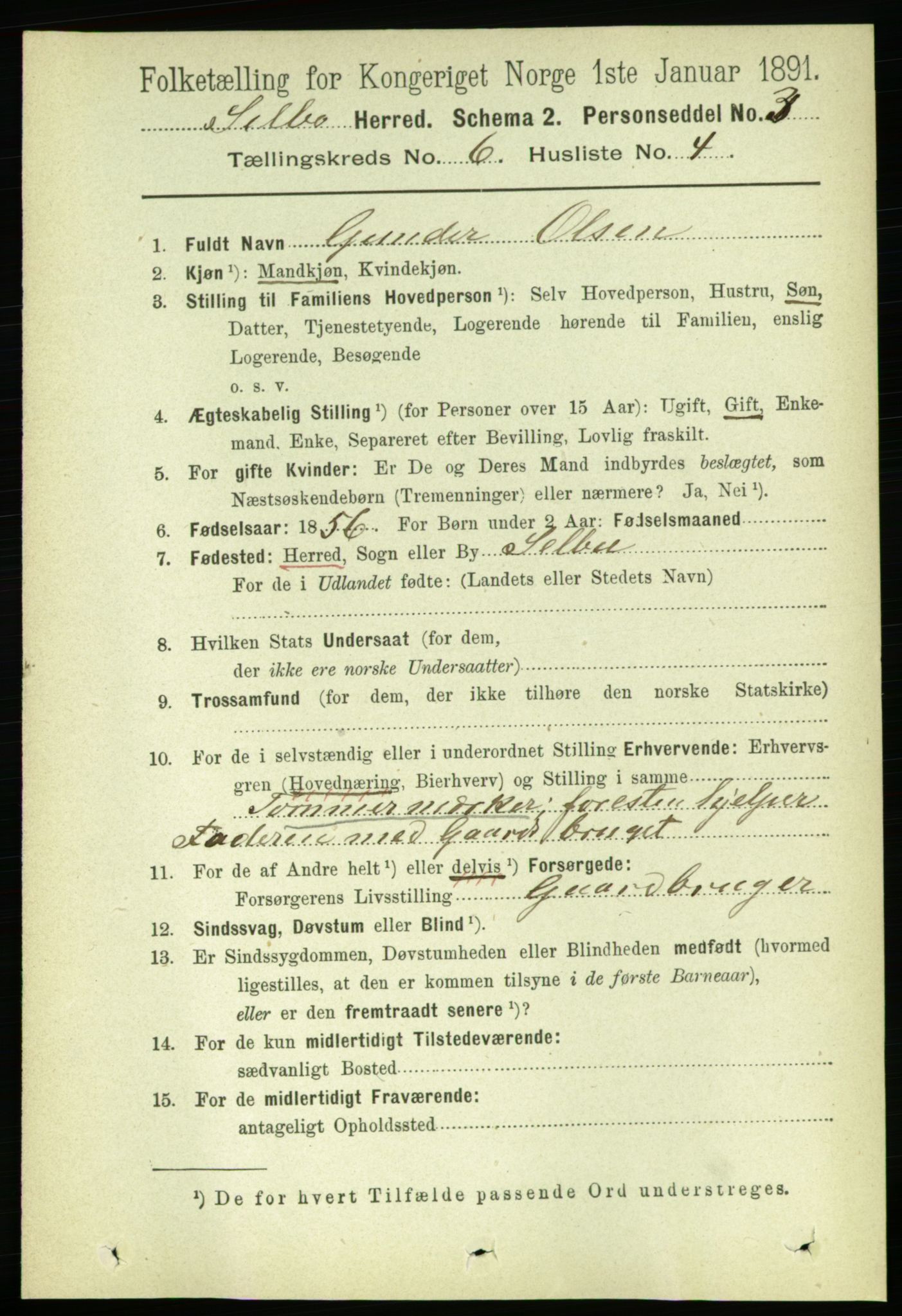 RA, 1891 census for 1664 Selbu, 1891, p. 2148