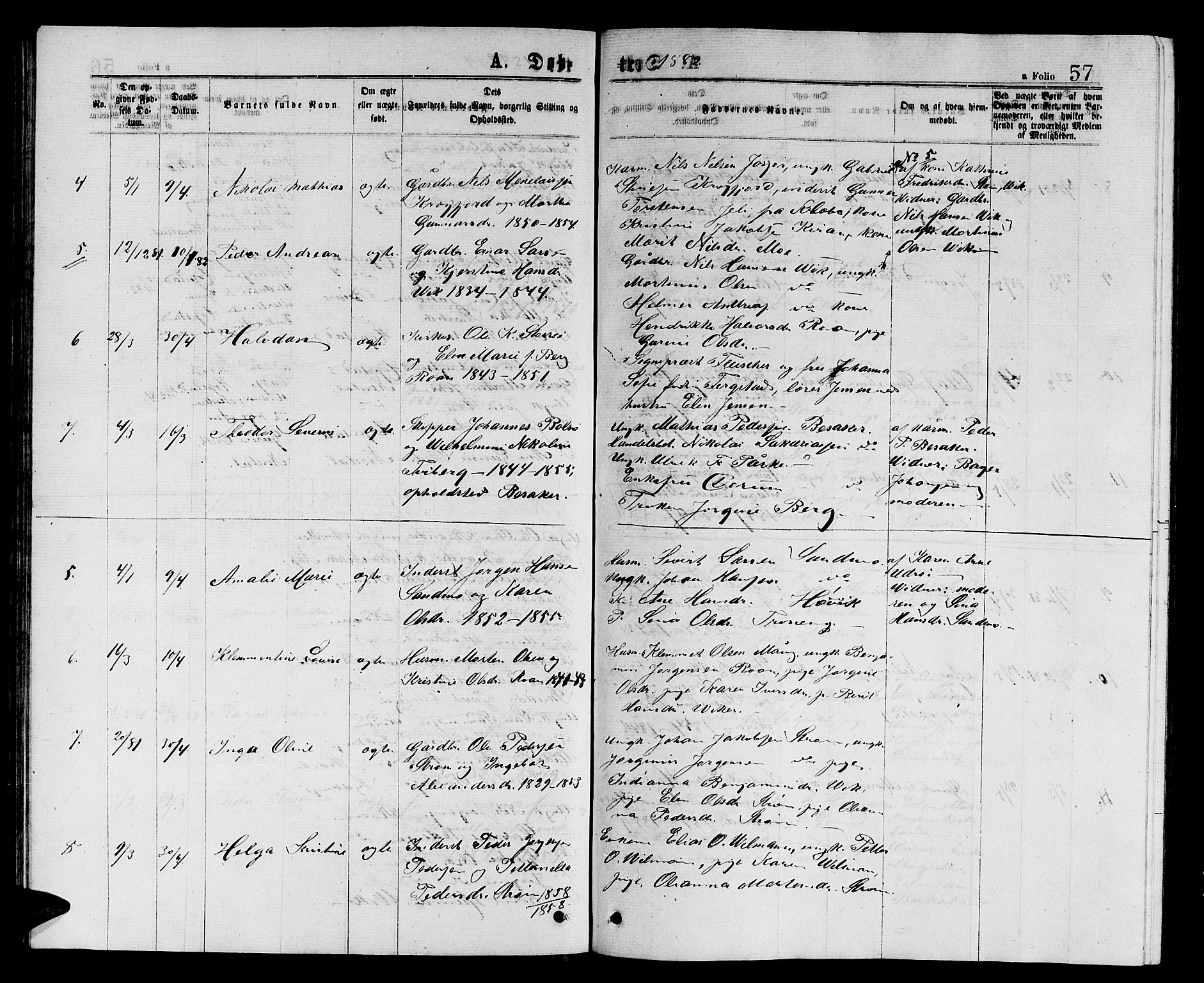 Ministerialprotokoller, klokkerbøker og fødselsregistre - Sør-Trøndelag, SAT/A-1456/657/L0715: Parish register (copy) no. 657C02, 1873-1888, p. 57