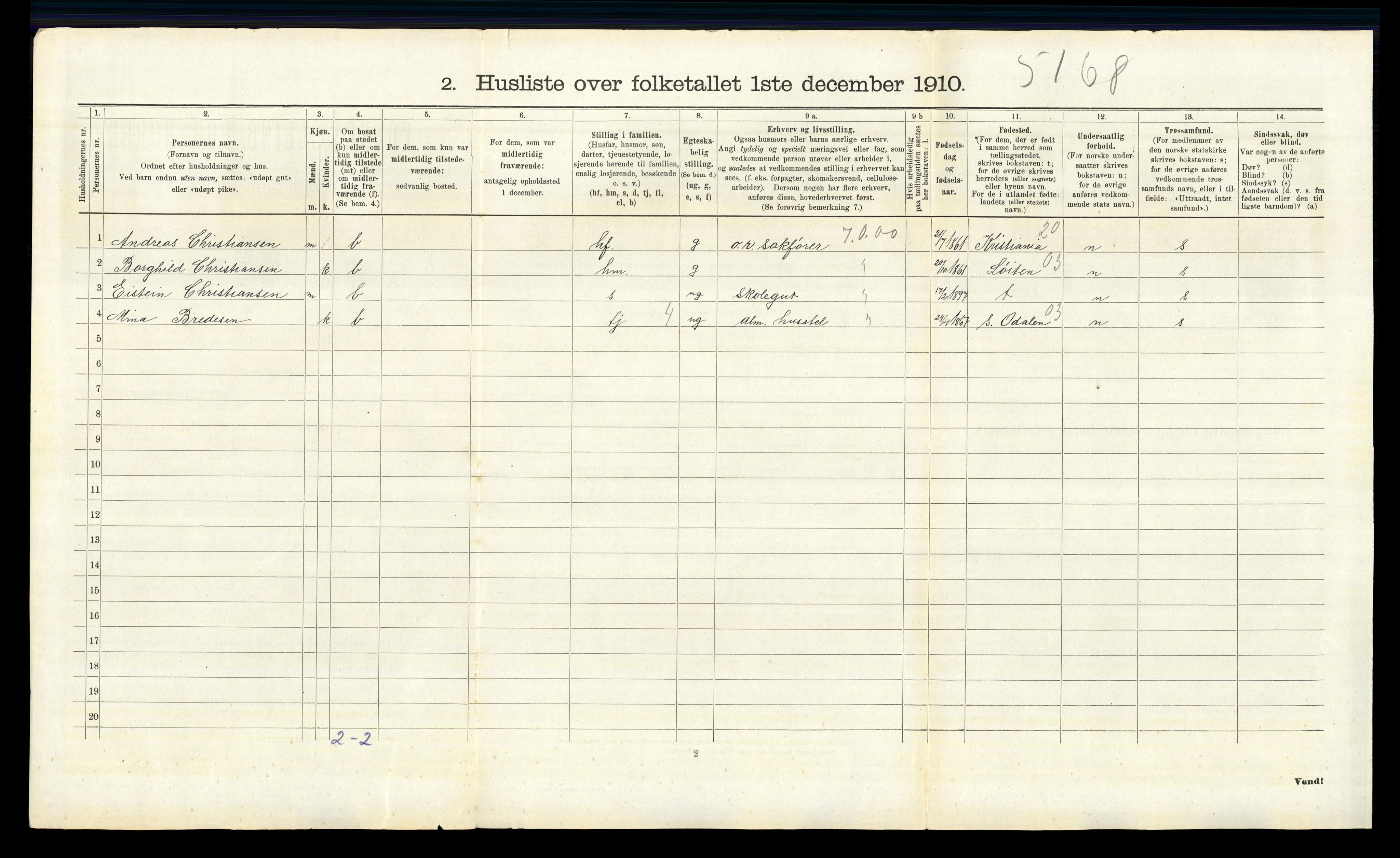 RA, 1910 census for Vinger, 1910, p. 942