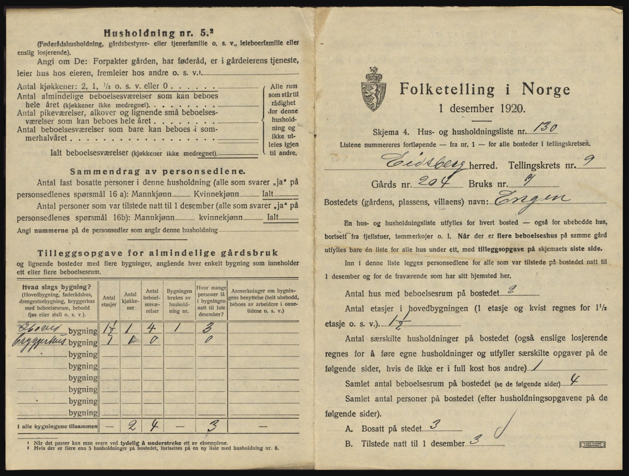 SAO, 1920 census for Eidsberg, 1920, p. 1757