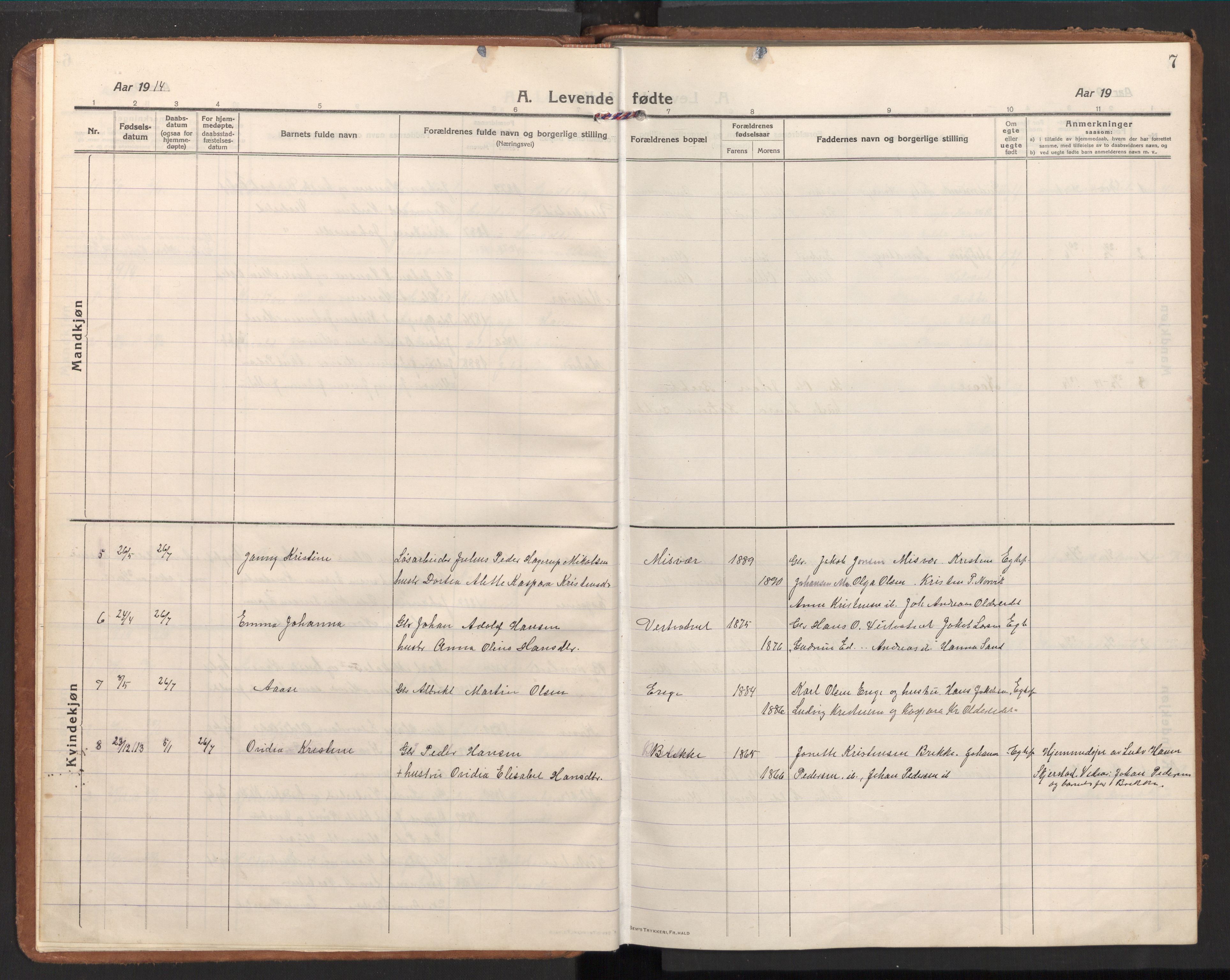 Ministerialprotokoller, klokkerbøker og fødselsregistre - Nordland, AV/SAT-A-1459/848/L0688: Parish register (official) no. 848A01, 1913-1935, p. 7