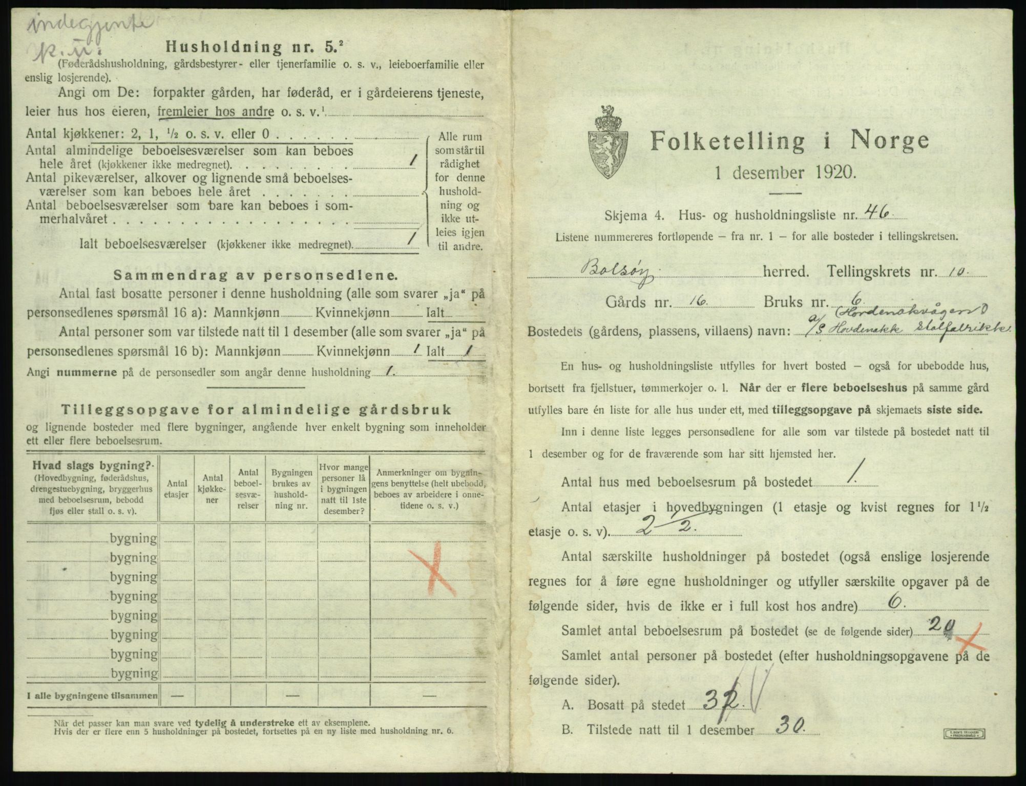 SAT, 1920 census for Bolsøy, 1920, p. 1561