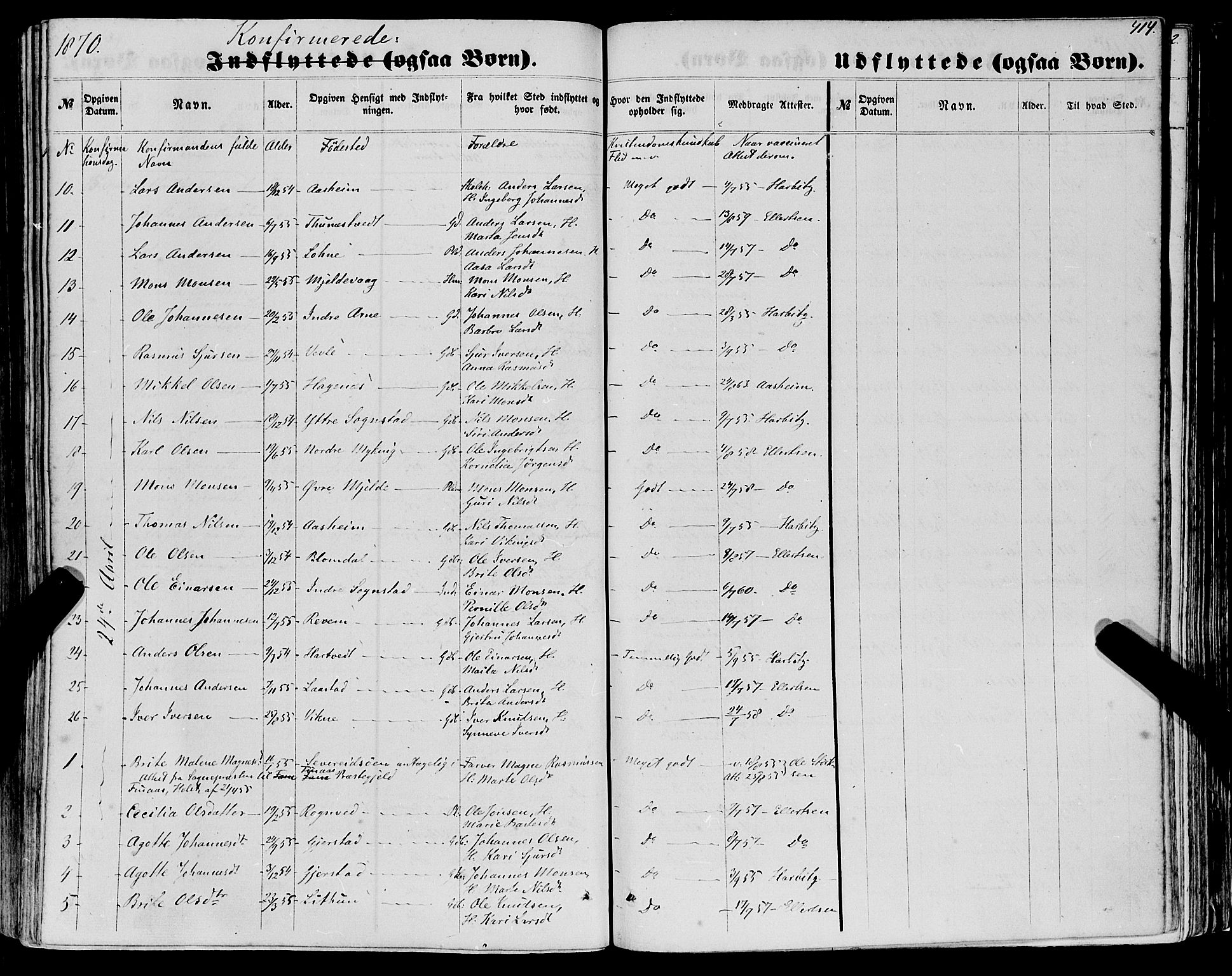 Haus sokneprestembete, AV/SAB-A-75601/H/Haa: Parish register (official) no. A 17, 1858-1870, p. 414