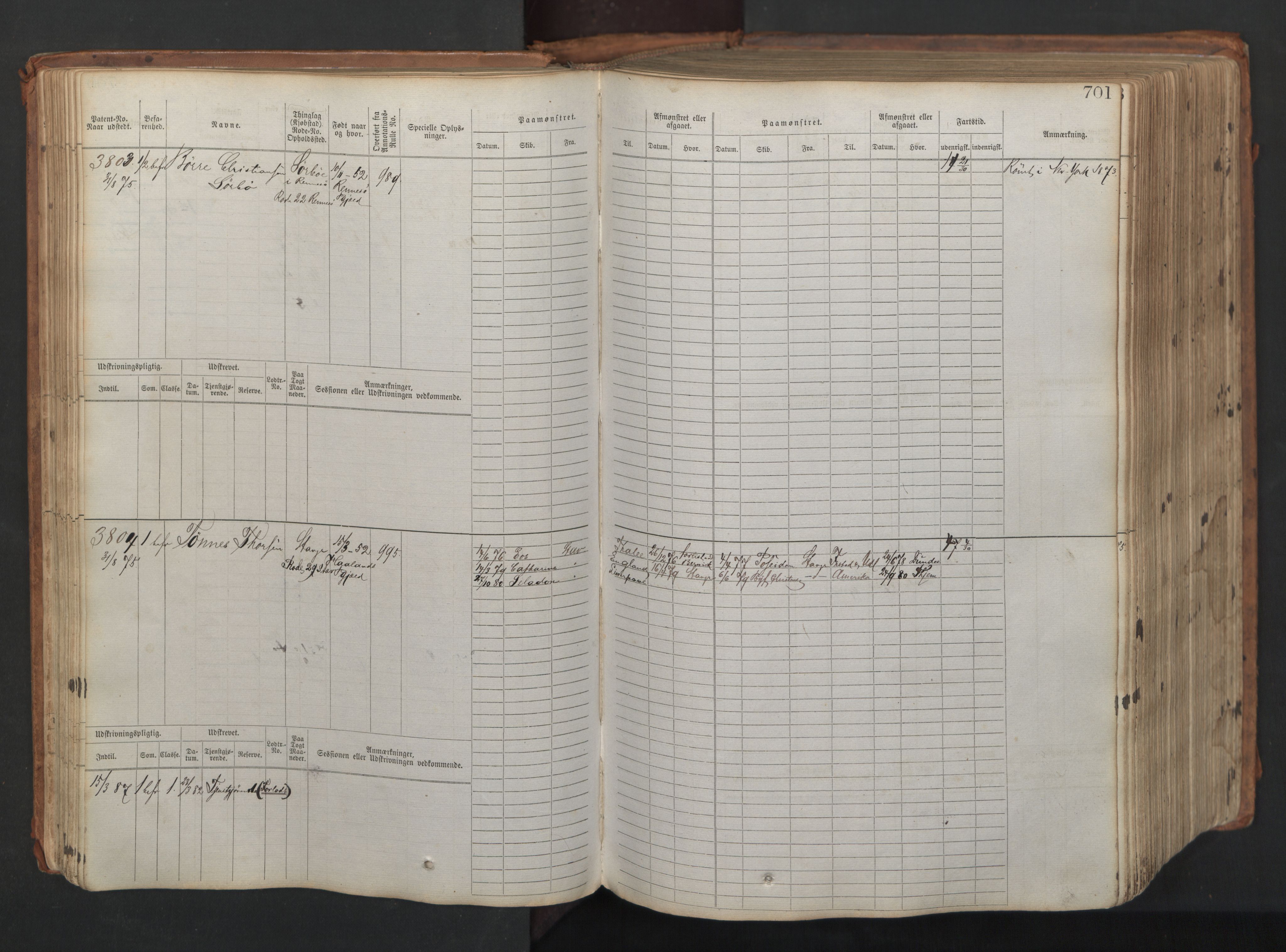 Stavanger sjømannskontor, AV/SAST-A-102006/F/Fb/Fbb/L0008: Sjøfartshovedrulle, patentnr. 3605-4804, 1873, p. 123