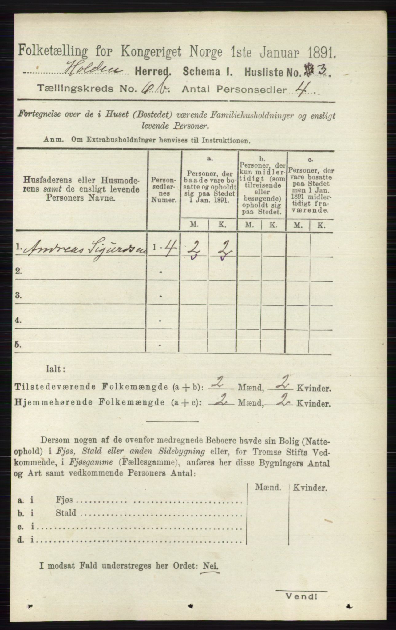 RA, 1891 census for 0819 Holla, 1891, p. 3162