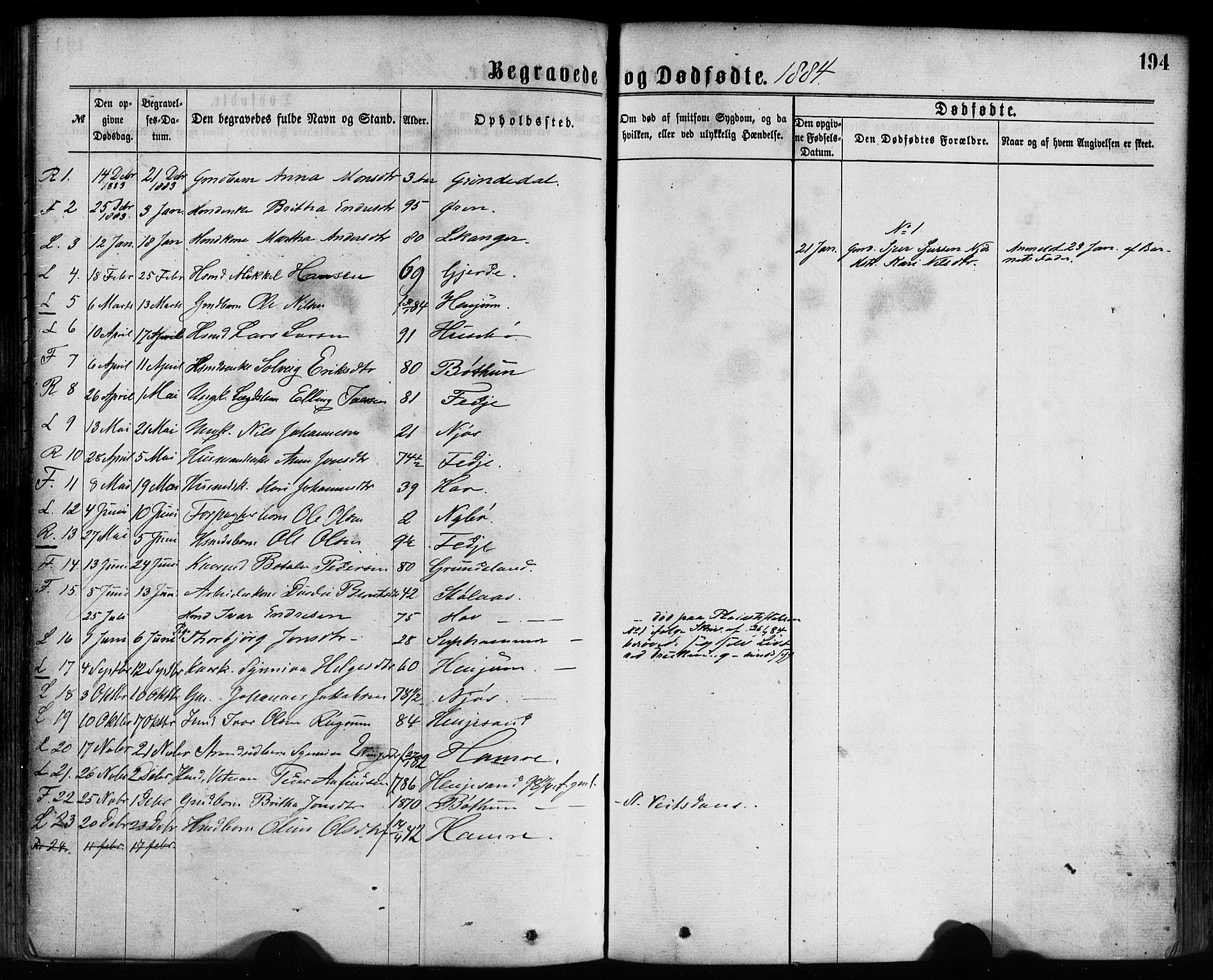 Leikanger sokneprestembete, SAB/A-81001: Parish register (official) no. A 9, 1869-1888, p. 194