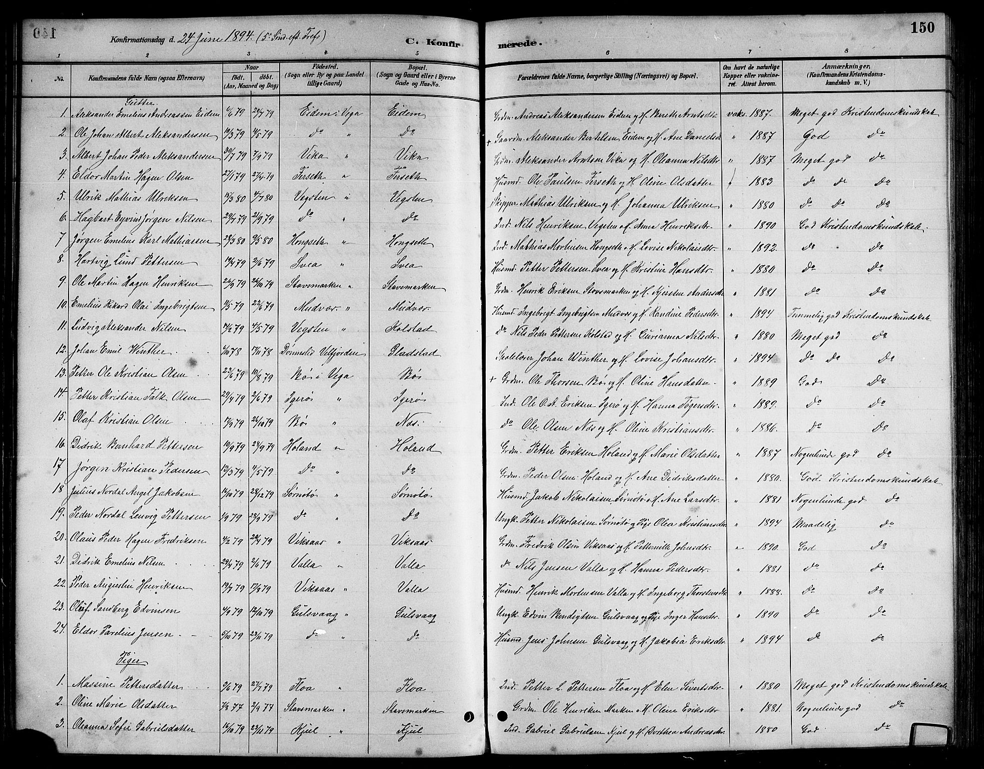 Ministerialprotokoller, klokkerbøker og fødselsregistre - Nordland, AV/SAT-A-1459/816/L0253: Parish register (copy) no. 816C03, 1886-1905, p. 150