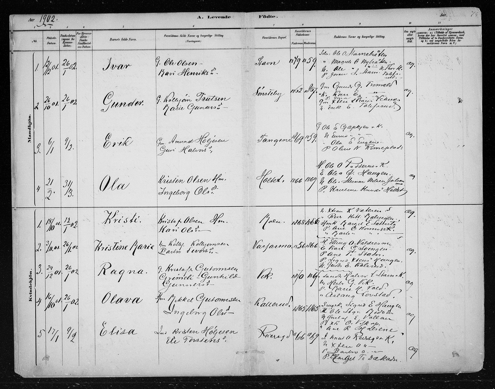 Nes kirkebøker, SAKO/A-236/F/Fa/L0012: Parish register (official) no. 12, 1881-1917, p. 78