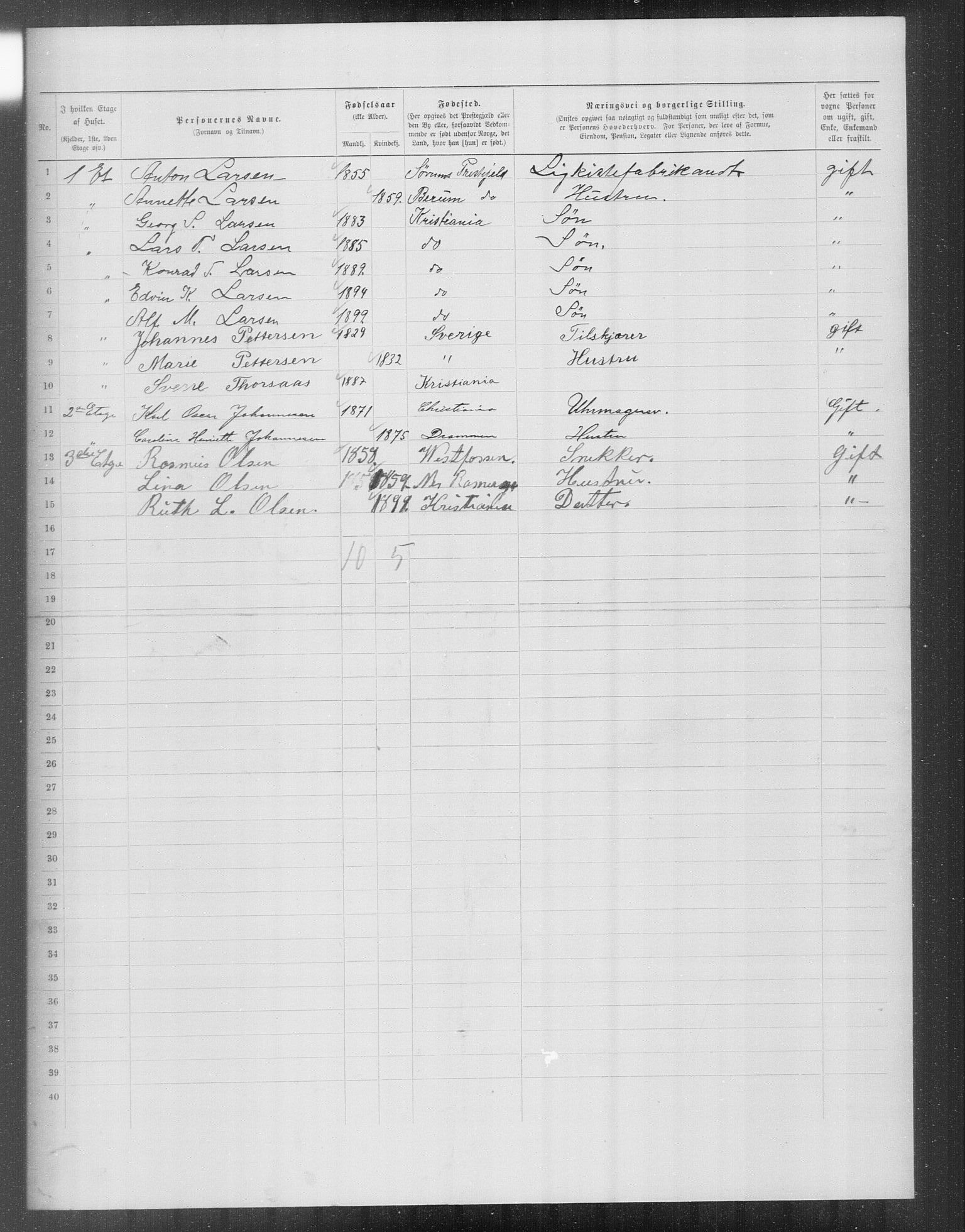 OBA, Municipal Census 1899 for Kristiania, 1899, p. 14834