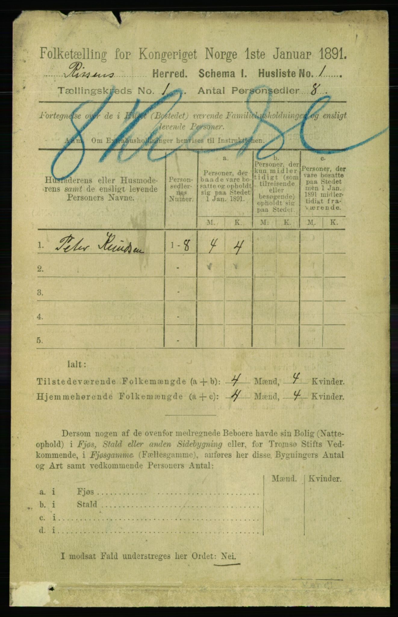 RA, 1891 census for 1624 Rissa, 1891, p. 25